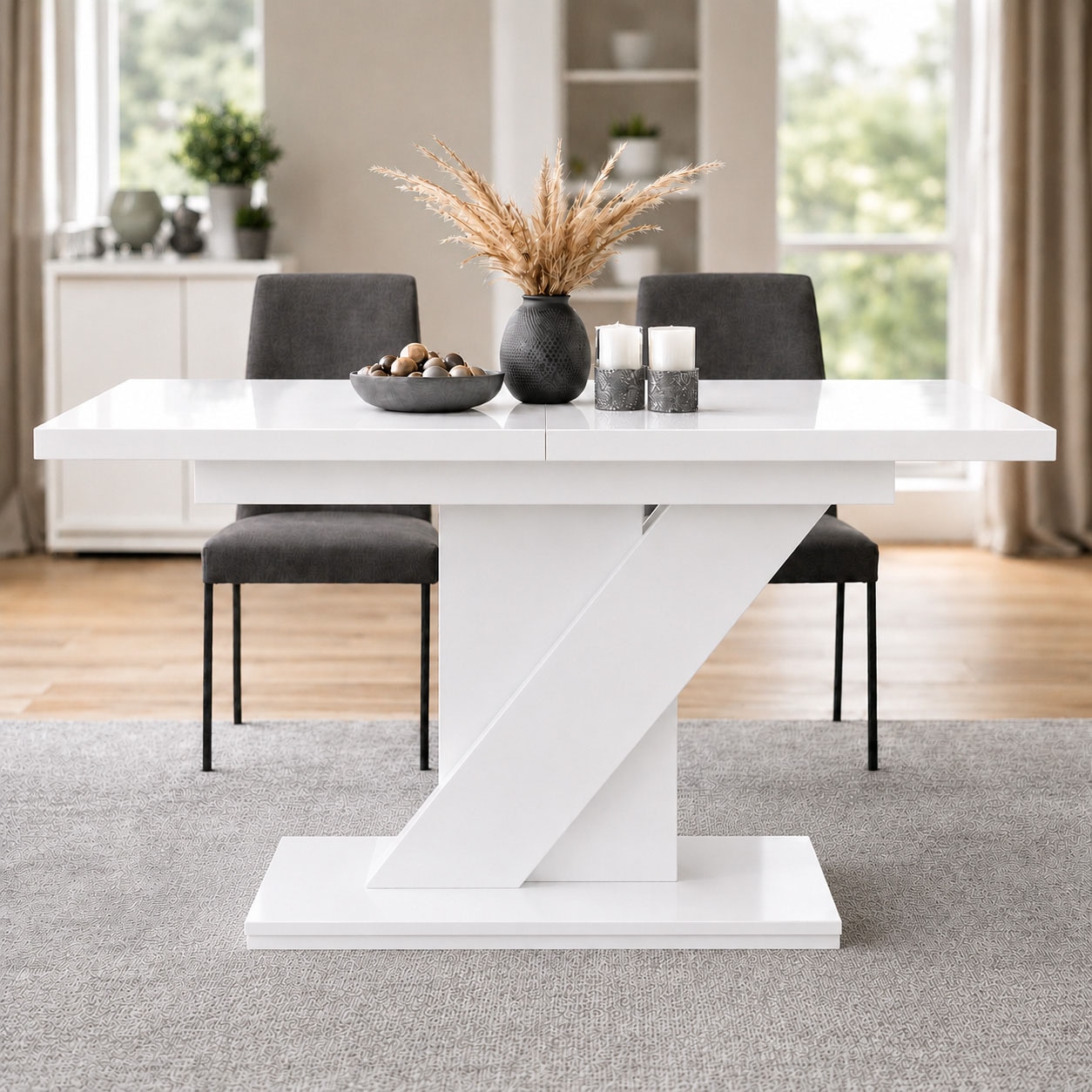 GOODproduct Table de salle à manger »Veneto, Säulentisch, Speisetisch, Küchentisch, ausziehbar bis 160 cm« Place pour jusqu'à 6 personnes, extensible grâce à une rallonge