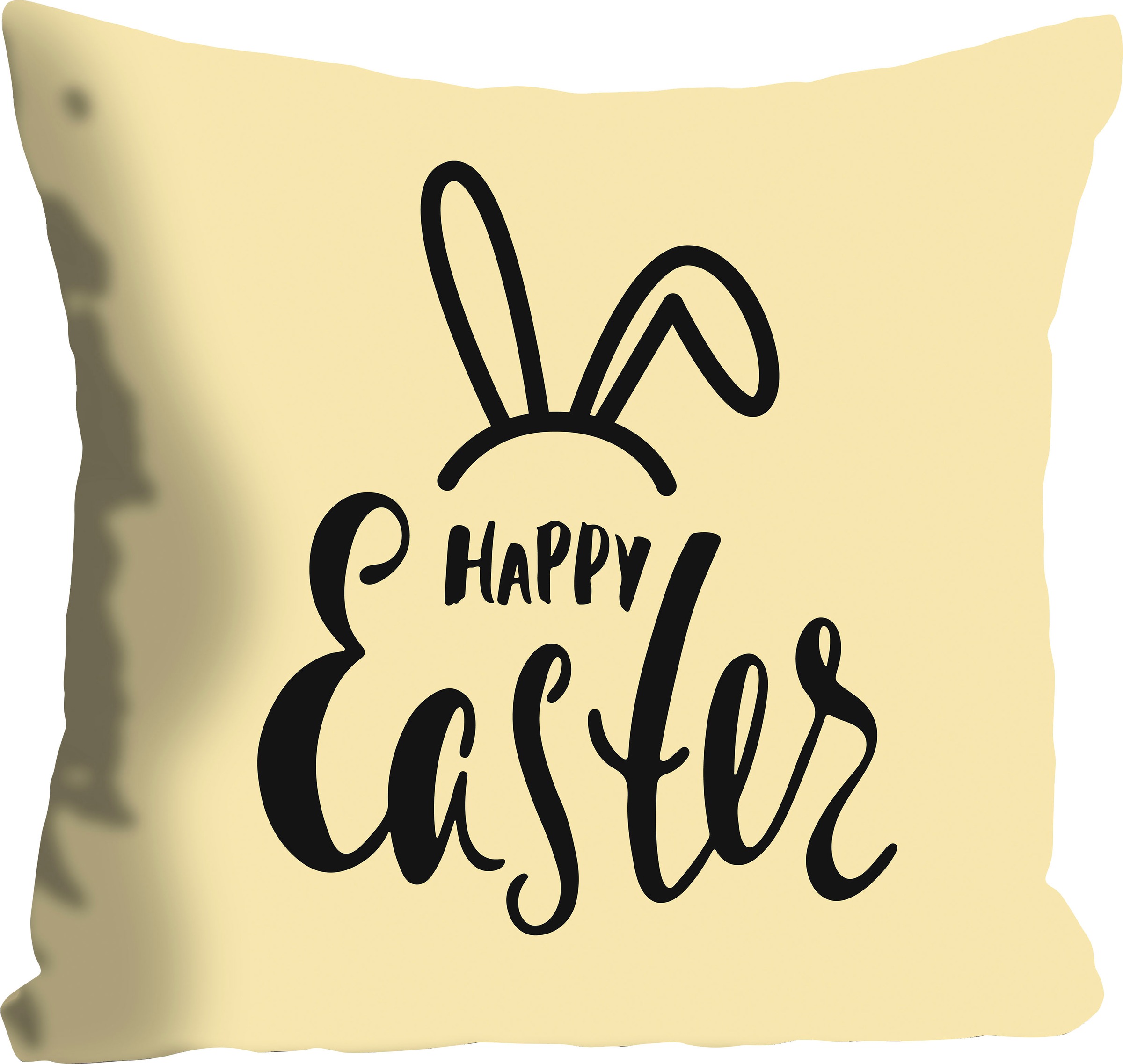 queence Dekokissen »Happy Easter yellow« mit einem österlichen Schriftzug