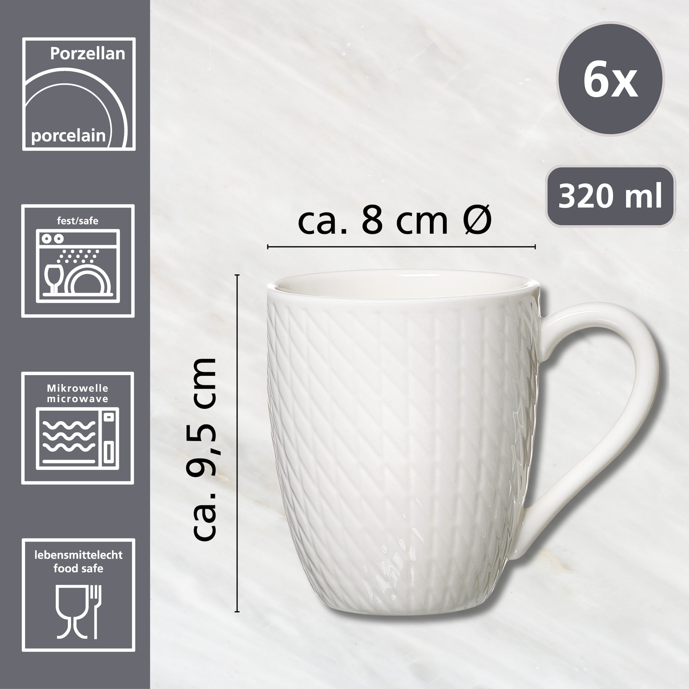 Ritzenhoff & Breker Becher »Saphir« Kaffeebecher, 6er Set, je 320 ml