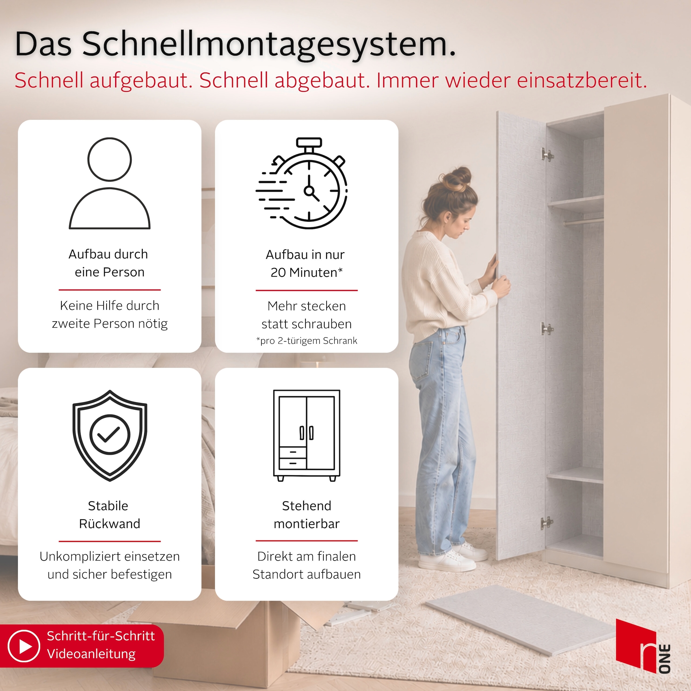 GOODproduct Kaminumbauschrank »Schrank Möbel Schlafzimmer Garderobe Kinderzimmer WELTNEUHEIT ZELLARA« PATENTIERTES SCHNELLMONTAGESYSTEM Griff Goldfarben MADE IN GERMANY