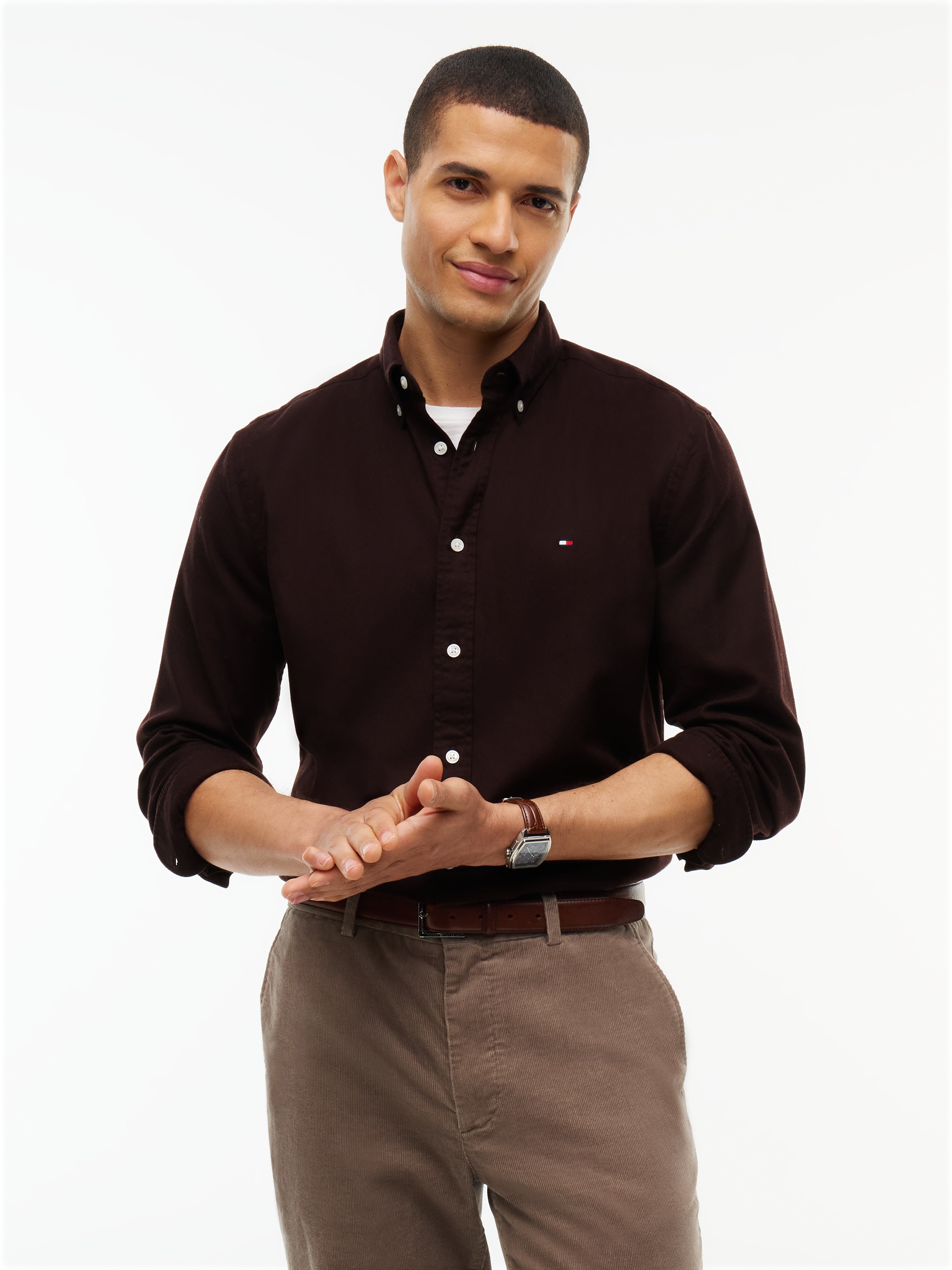 Tommy Hilfiger Langarmhemd »FLEX FLANNEL SOLID SHIRT« Regular Fit soft Flannel
