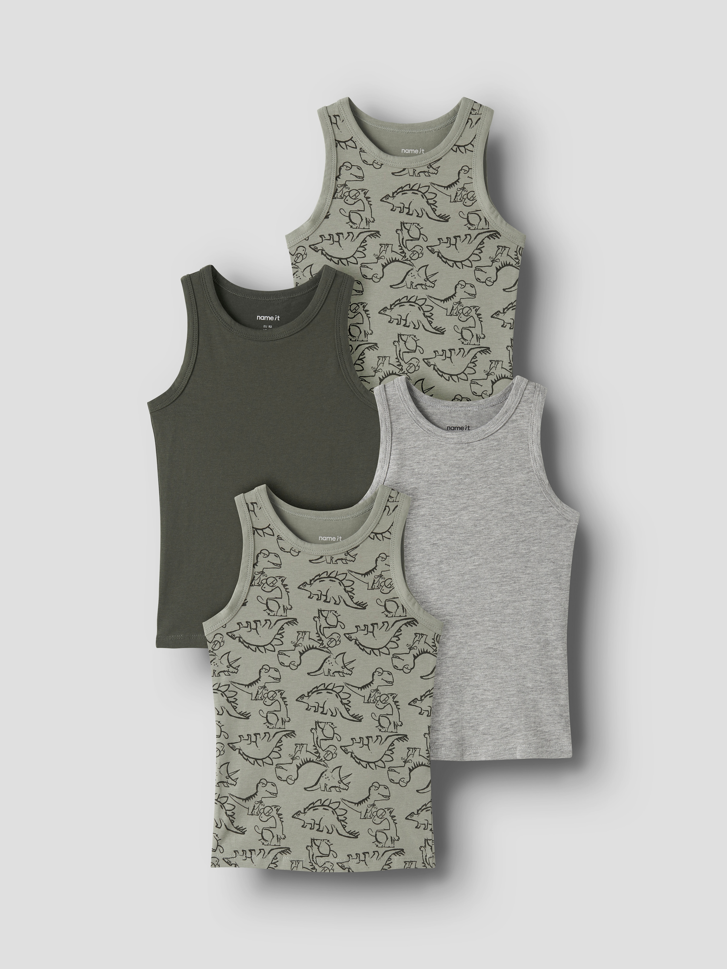 Name It Sous-chemise »NKMTANK für Jungen mit Streifen im 4er-Pack« Paquet, 4 cuis rayé, décontracté, coupe régulière, mélange coton, col rond