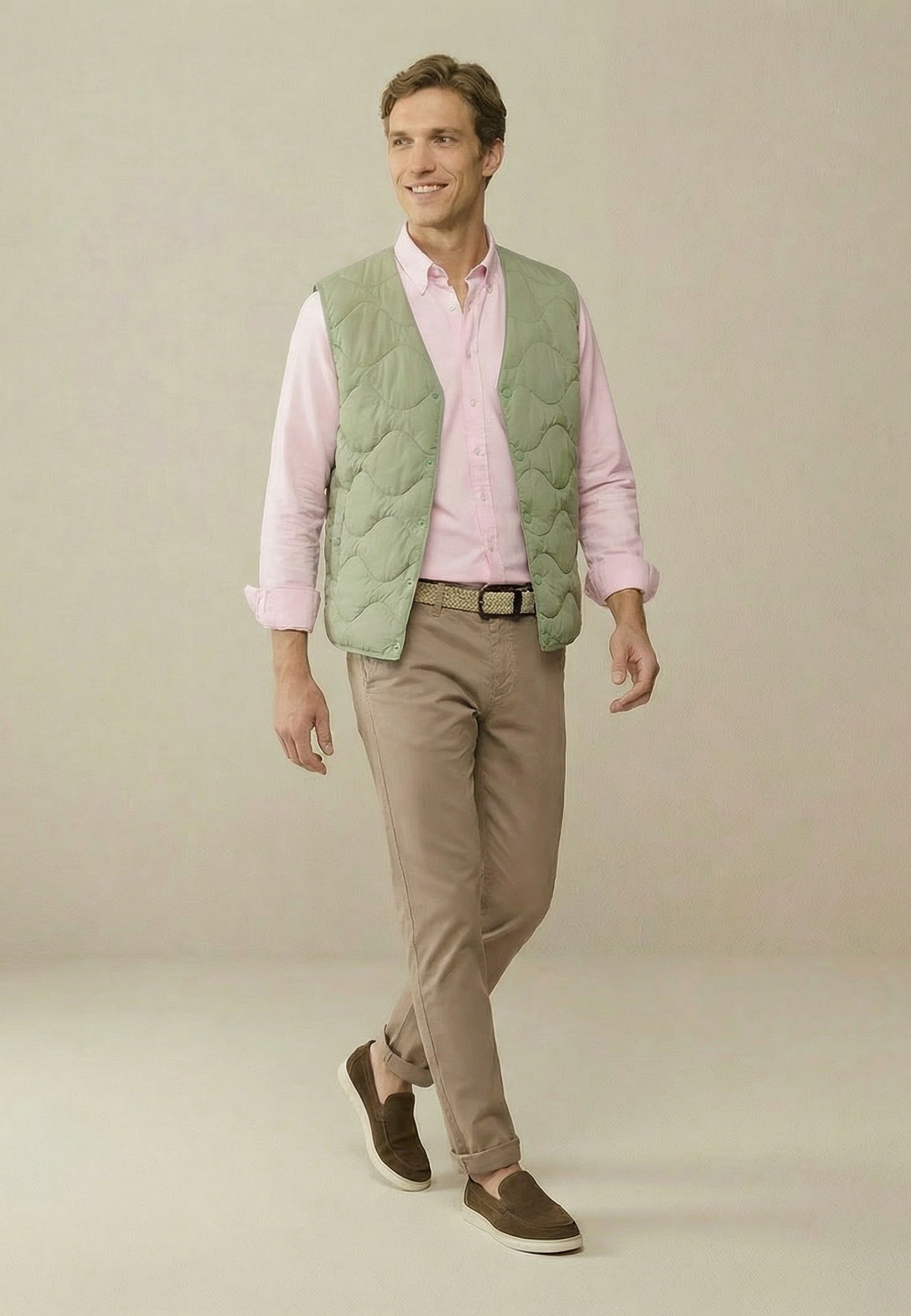 FYNCH-HATTON Gilet matelassé avec col en V, avec boutons-pression, coupe normale