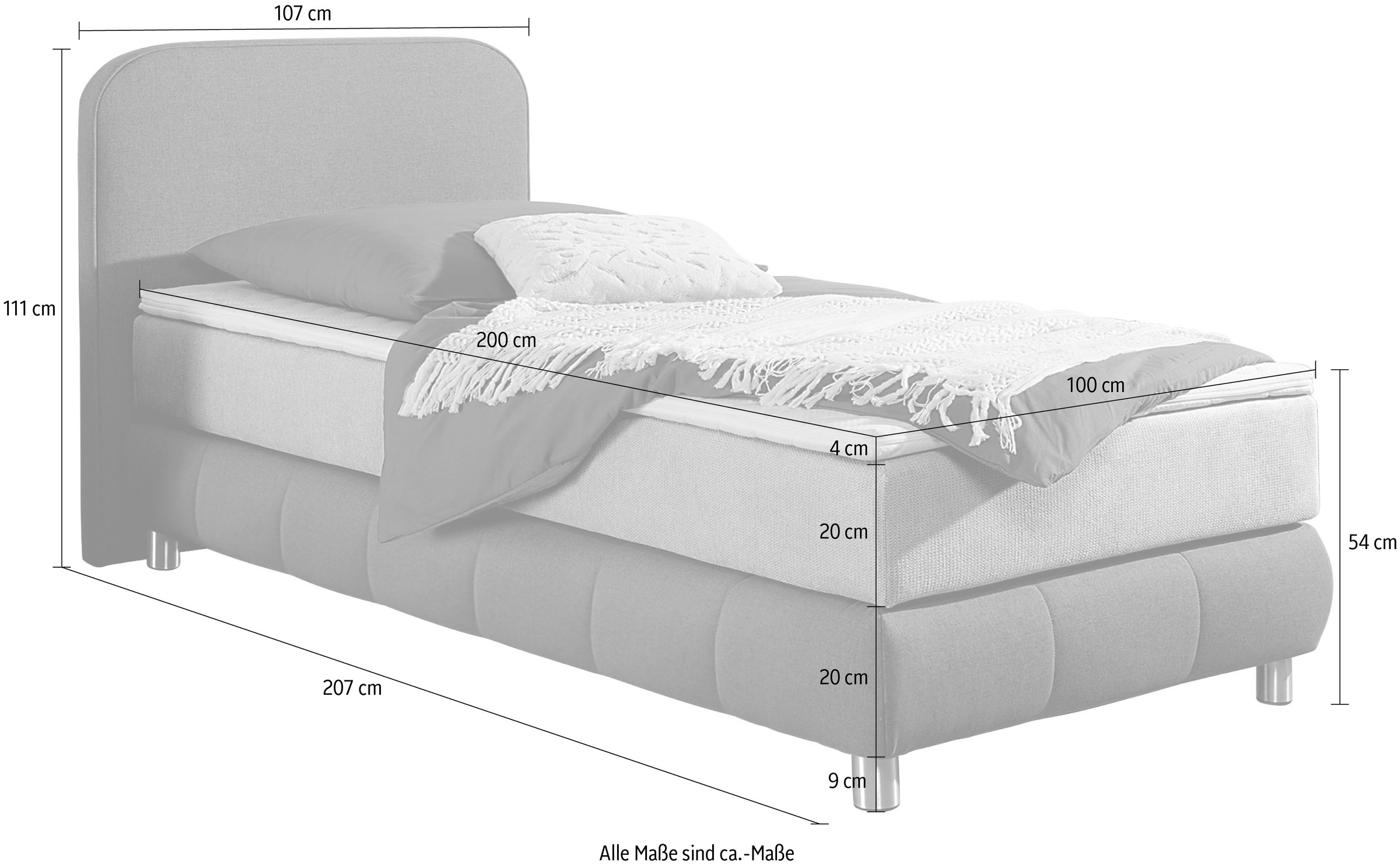 Home affaire Boxspringbett »Cesson, in verschiedenen Breiten« inkl. Topper, wahlweise in H2, H3 oder H4 erhältlich