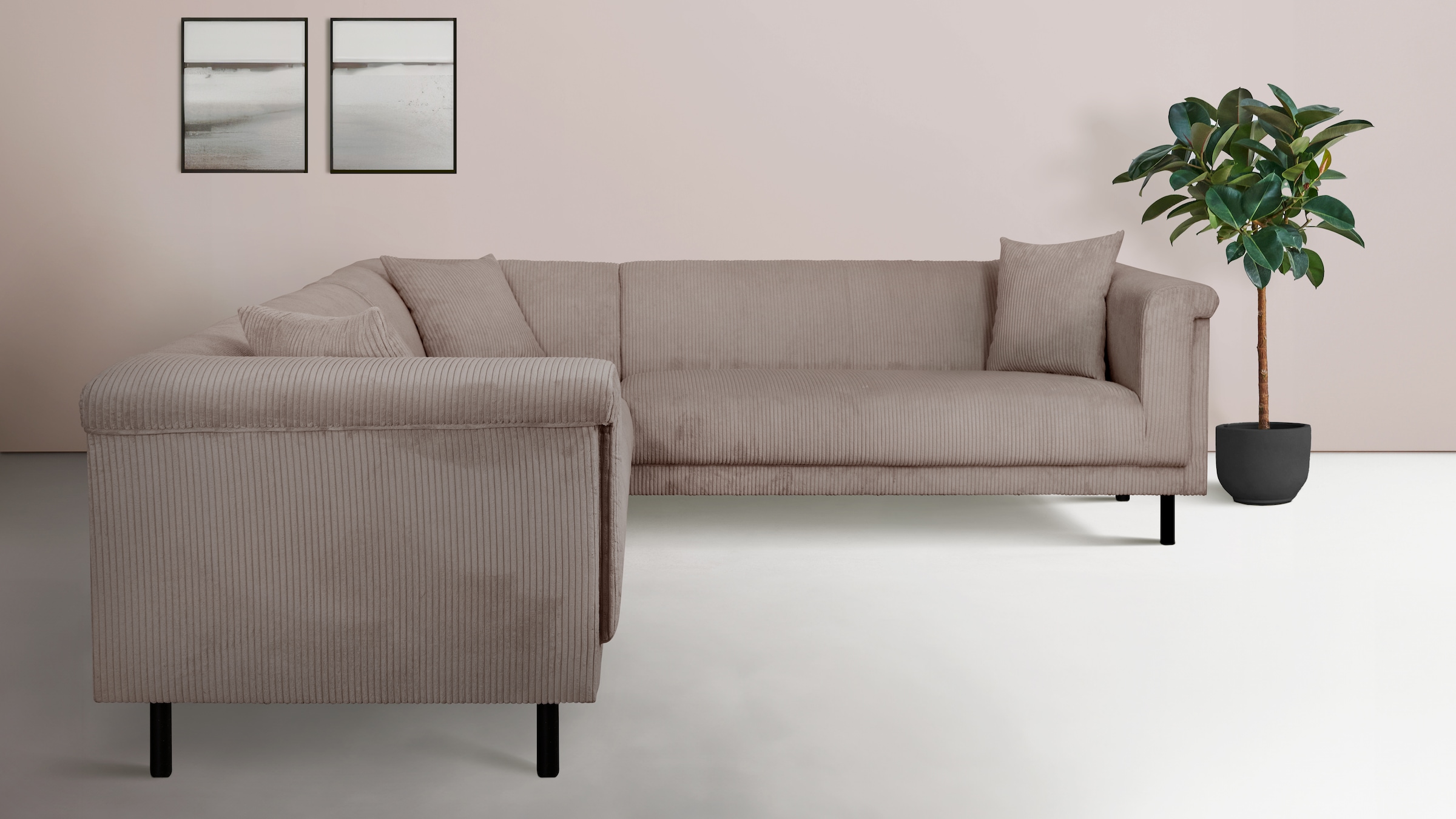 Home affaire Canapé d'angle »AGNIA L-Form   B/T/H: 244/244/71 cm« incl. Zierkissen, gleichschenklig, auch in Cord