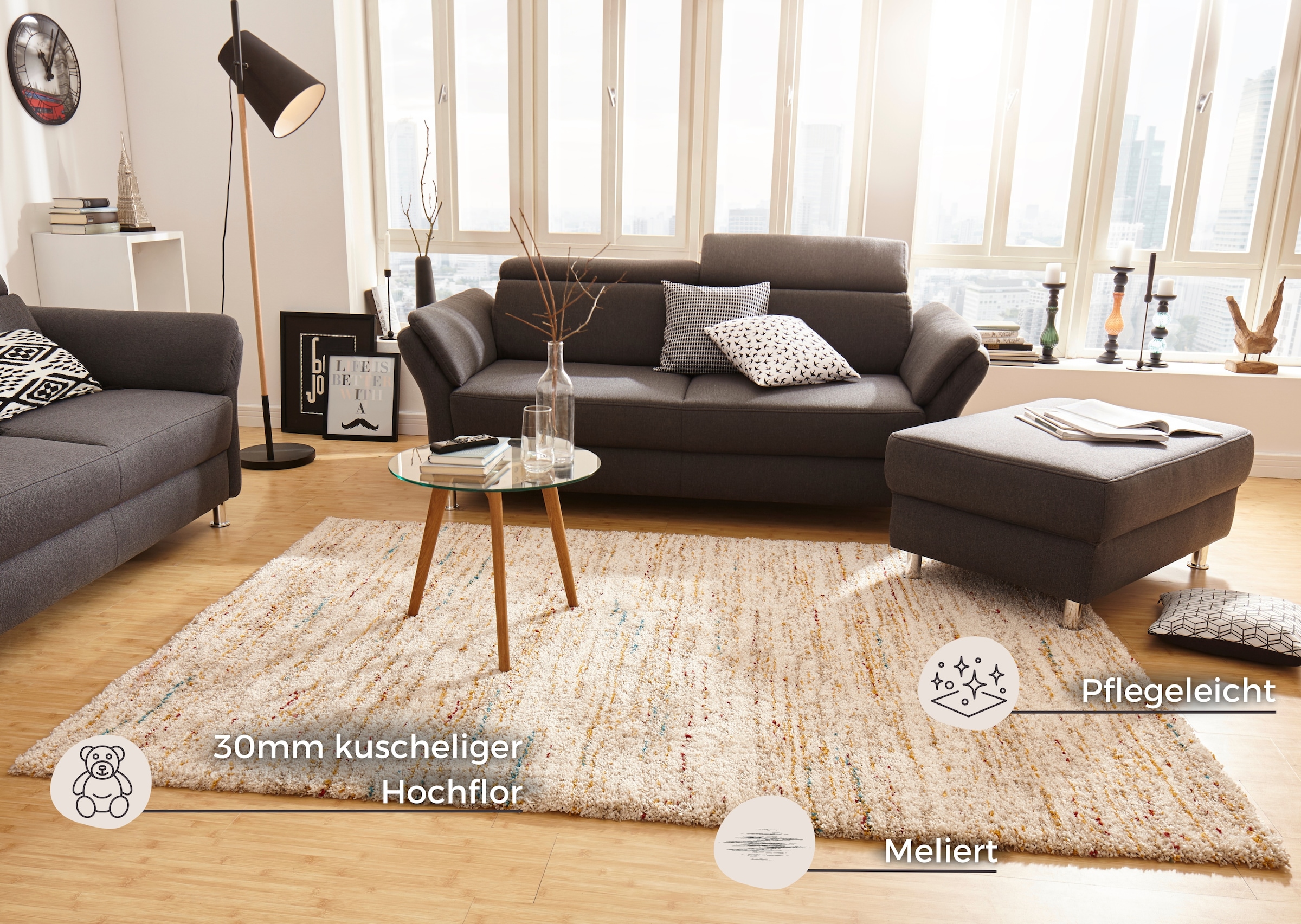 HANSE Home Hochflor-Teppich »Chic« rechteckig 30 mm Höhe Shaggy, Weich, Flauschig, Flokati, Meliert, Wohnzimmer, Schlafzimmer