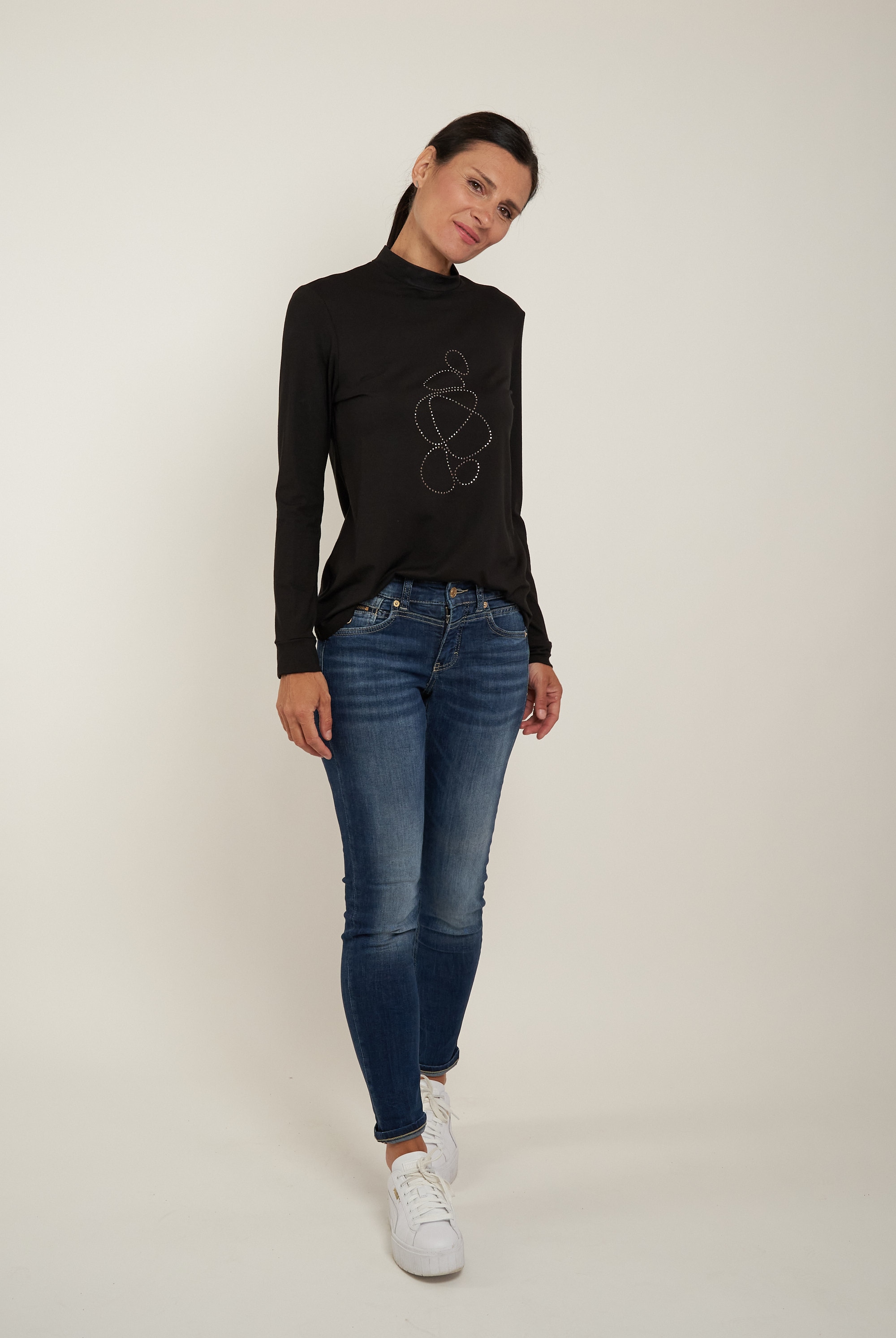 Seidel Moden T-shirt à manches longues mit Glitzersteinen, MADE IN GERMANY