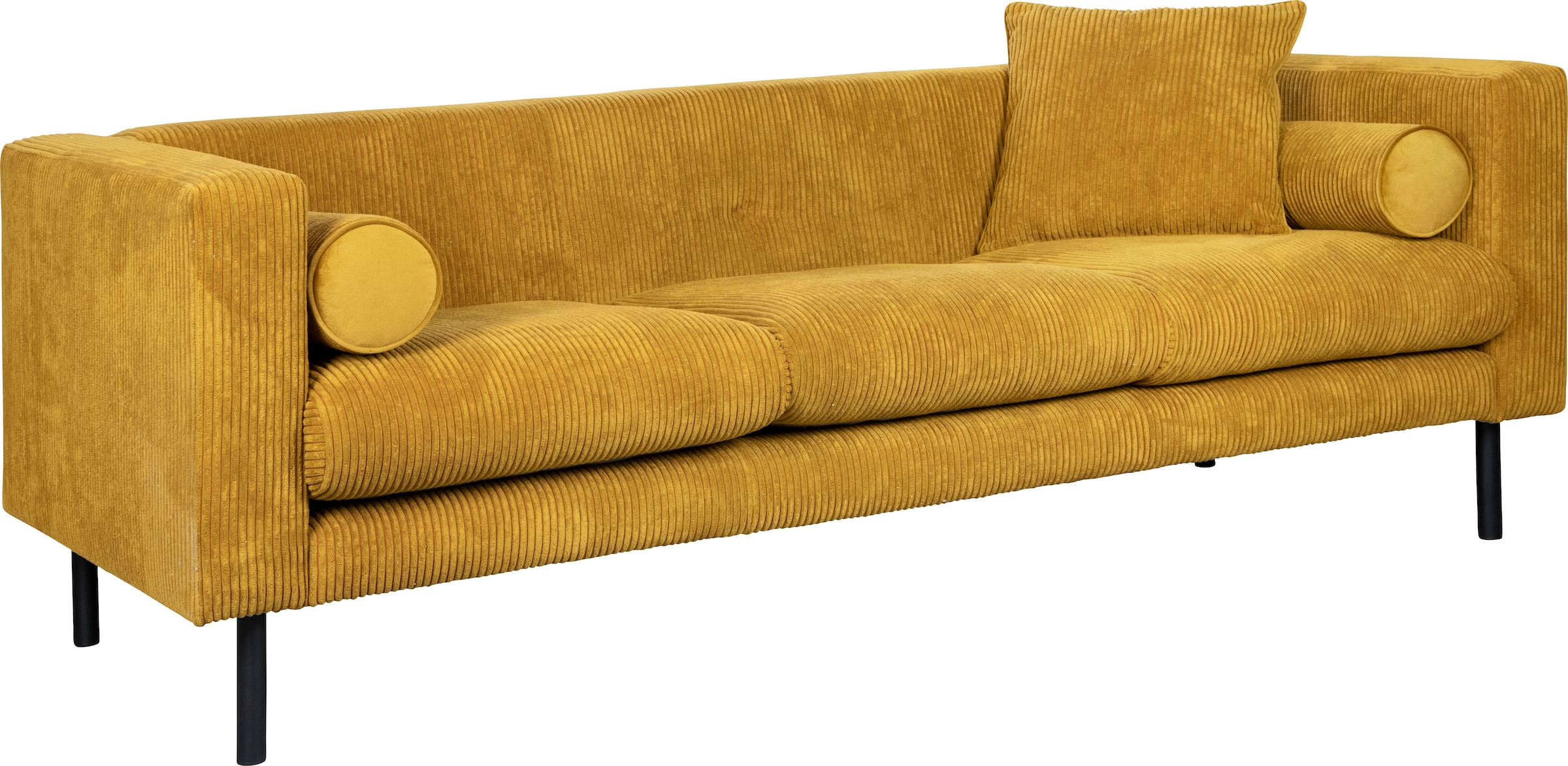 Home affaire 3-Sitzer »Lillibeth Designsofa mit Wellenunterfederung, Masse B/T/H: 218/74/83 cm« Zierkissen als Wendekissen, Bezug Samtoptik oder Cord