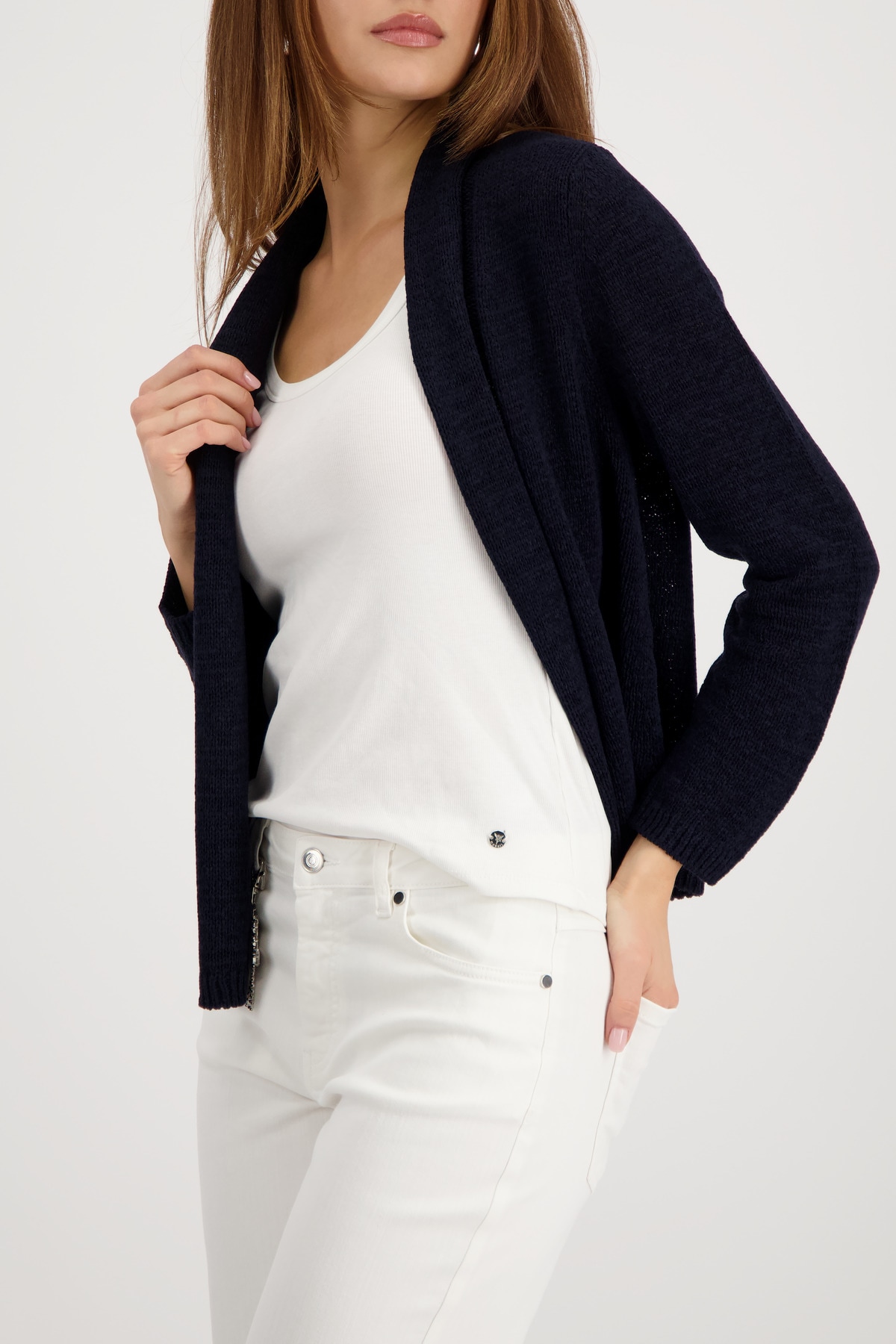 Monari Veste en tricot »Jacke Stricküberwurf Basic« Schalkragen, Regular Fit