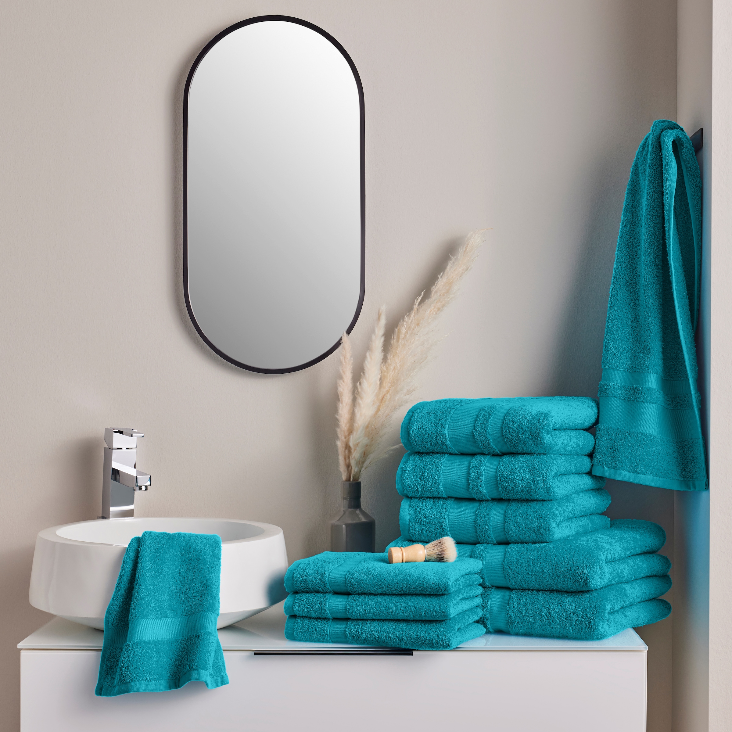 GOODproduct Handtuch Set »Vanessa, 10-tlg Handtuch-Set, weich, in Standard- und Premium-Qualität« Set 10 tlg. Walkfrottee 100% Baumwolle, Duschtücher, Handtücher, Gästetücher, mit Bordüre