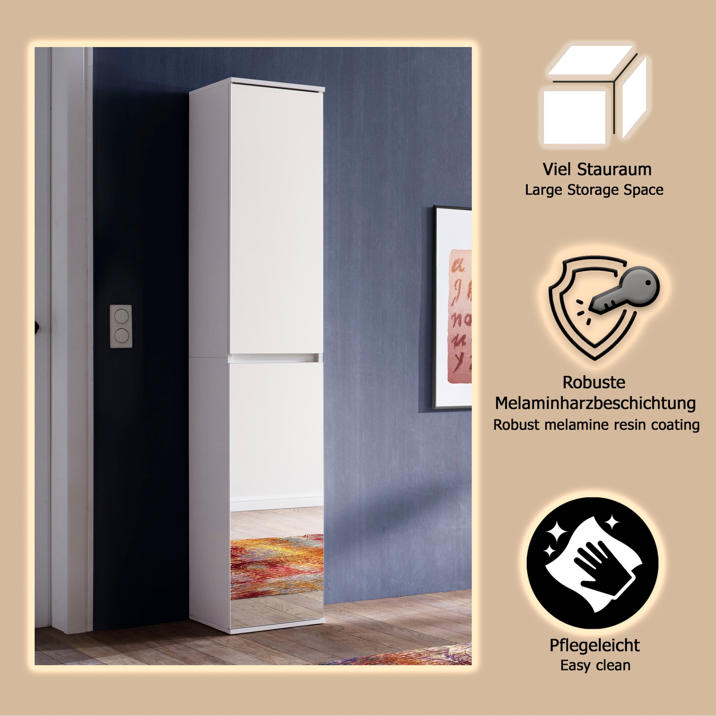 Home affaire Garderobenschrank »Malcesine« Garderobenschrank mit 2 Türen - (B/T/H) 37/34/191 cm