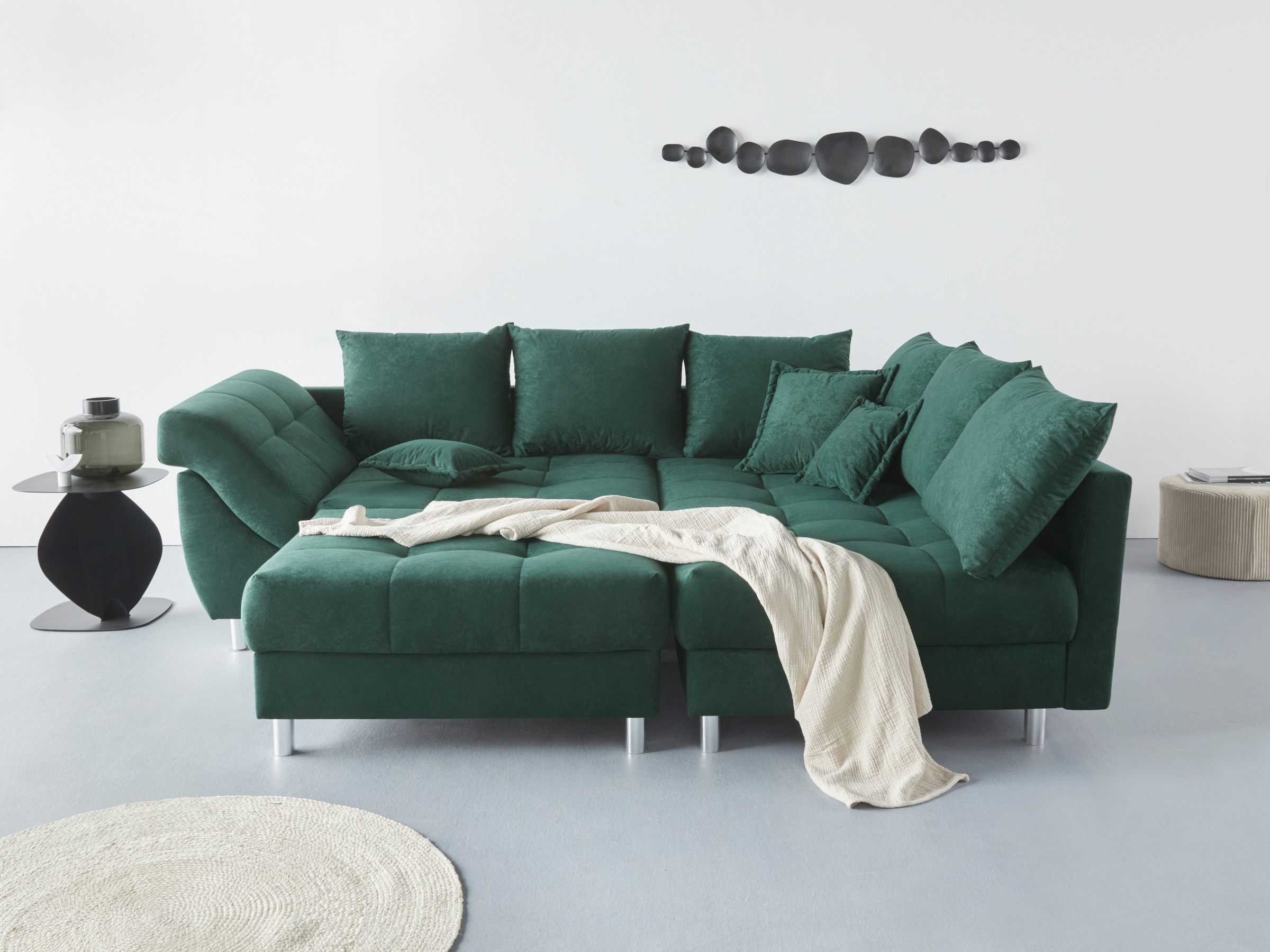 COLLECTION AB Ecksofa »(Spar-Set) Innsbruck L-Form und Hocker« Ecksofa und Hocker, Recamiere links oder rechts montierbar