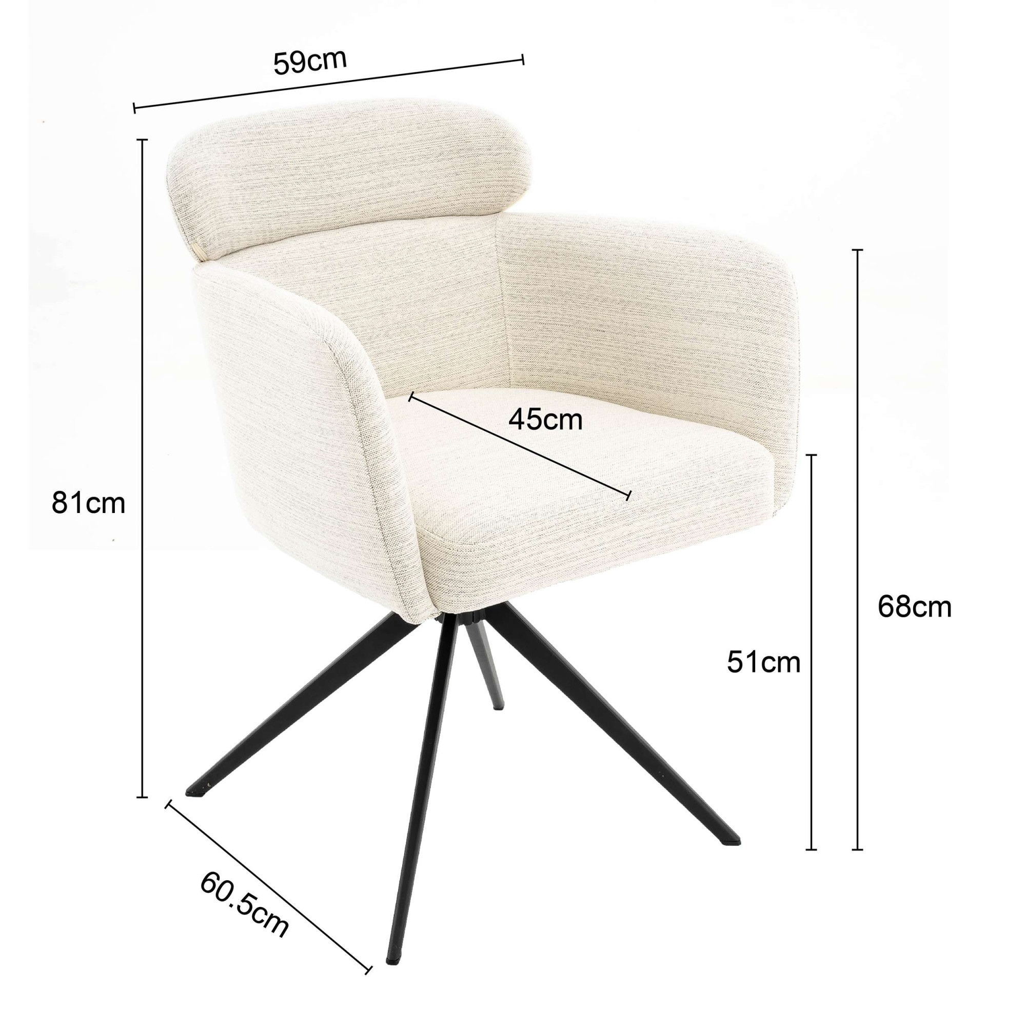 GOODproduct Chaise de salle à manger »Isarco« () 2 cuisretour automatique à 360°, dossier rembourré, accoudoir et surface d'assise