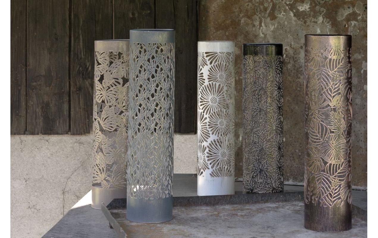 STT Laterne »Antic Pillar Farfalla 38 cm« Solar-Laterne aus Metall mit warmweissem LED-Licht