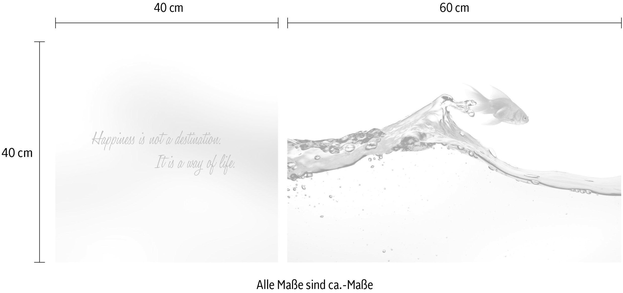 queence Leinwandbild »Happiness« Kunst | Modern | Motivationsbilder | Schriftzug | Schriftzüge | Spa | Spa Bilder | Sprüche | Sprüche & Texte | Wassertiere Set,  Premium-Leinwandstoff, Handarbeit aus Deutschland, Spruch, 2er Set
