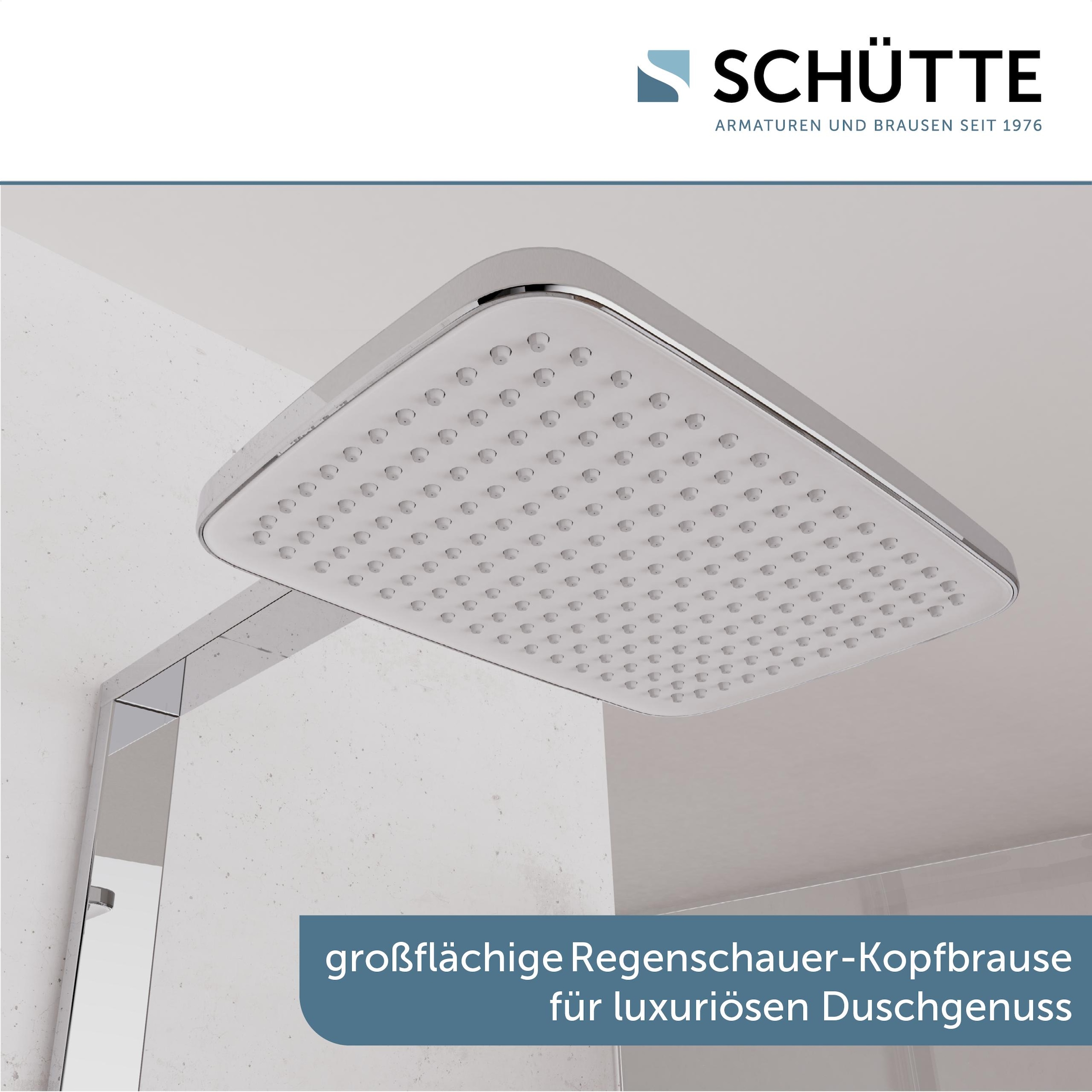 Schütte Duschsystem »HAWAII Überkopfbrause-Set« Komplett-Set, Inkl. Montagematerial und Dichtungen,  mit Thermostatarmatur, Glasablage, Brausehalter