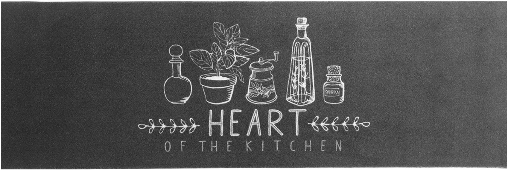 Primaflor-Ideen in Textil Chemin de cuisine »HEART OF THE KITCHEN, Made in Belgium« Rectangulaire 6,5 mm Höhe mit Schriftzug, Grösse 50x150 cm, rutschhemmend