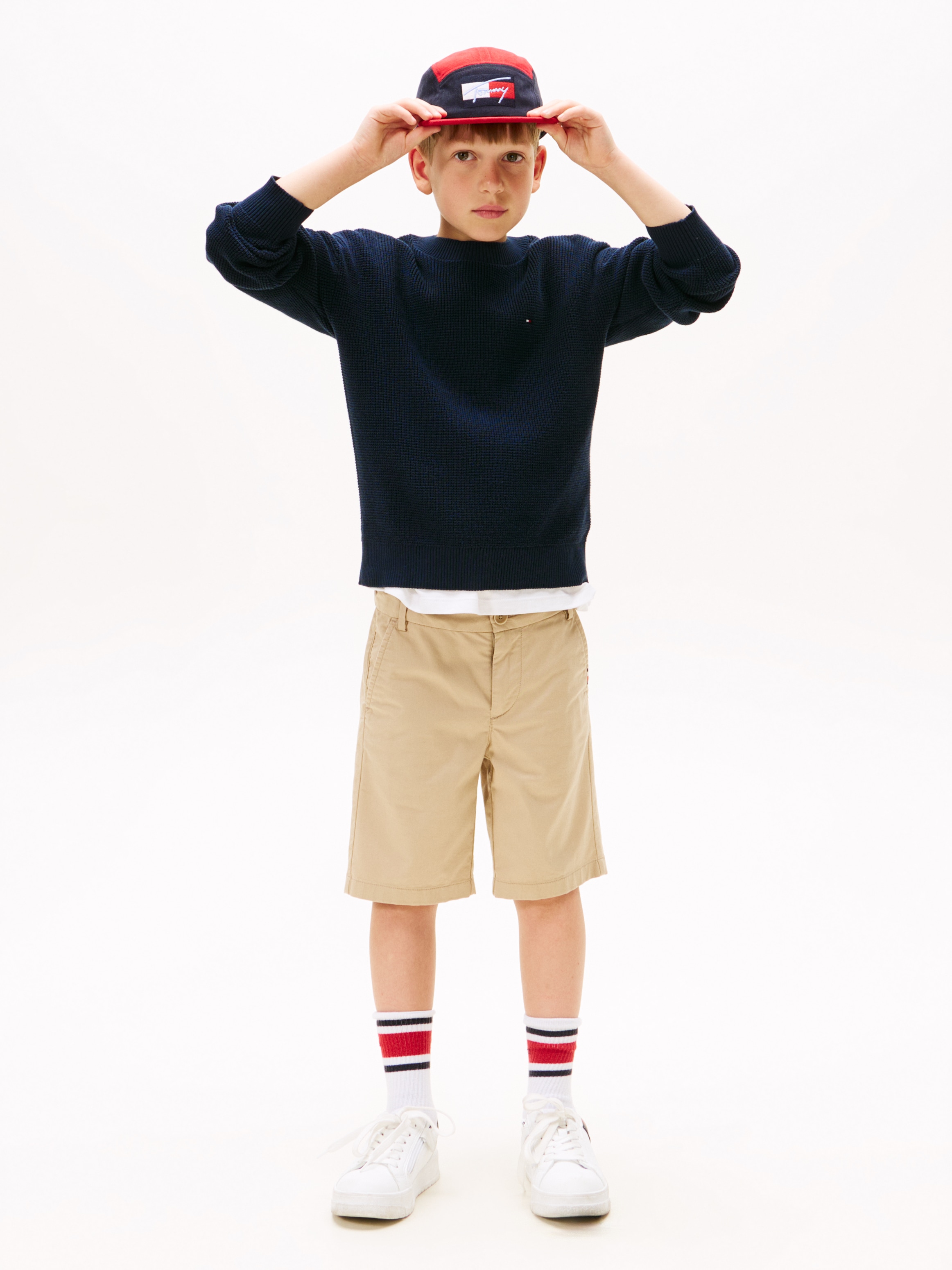 Tommy Hilfiger Pull à col rond »COTTON TEXTURE SWEATER« für Kinder bis 16 Jahre, Strukturstrick