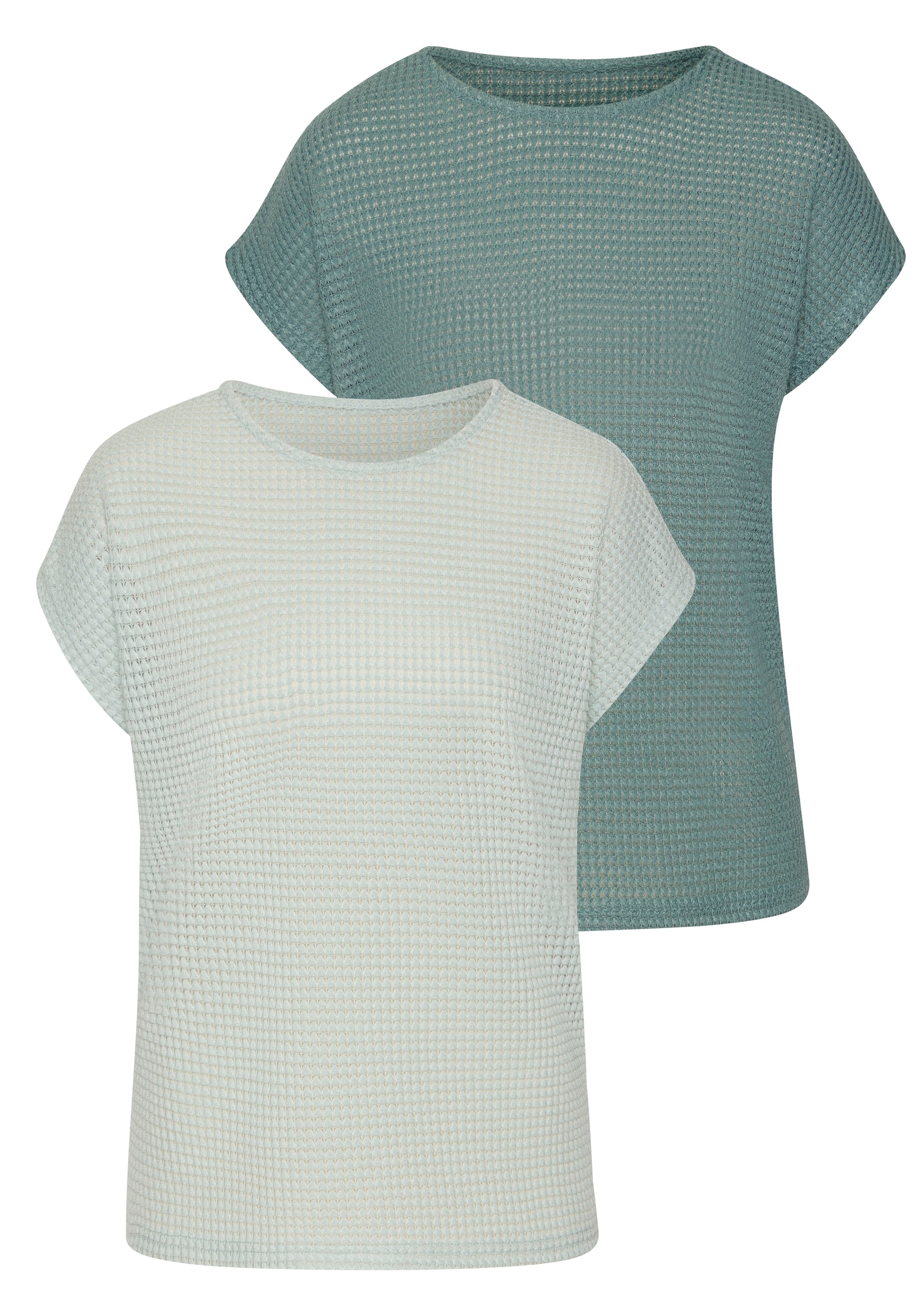 Vivance Kurzarmshirt »mit Waffelstruktur« 2er-Pack,  aus bügelfreier Strickqualität