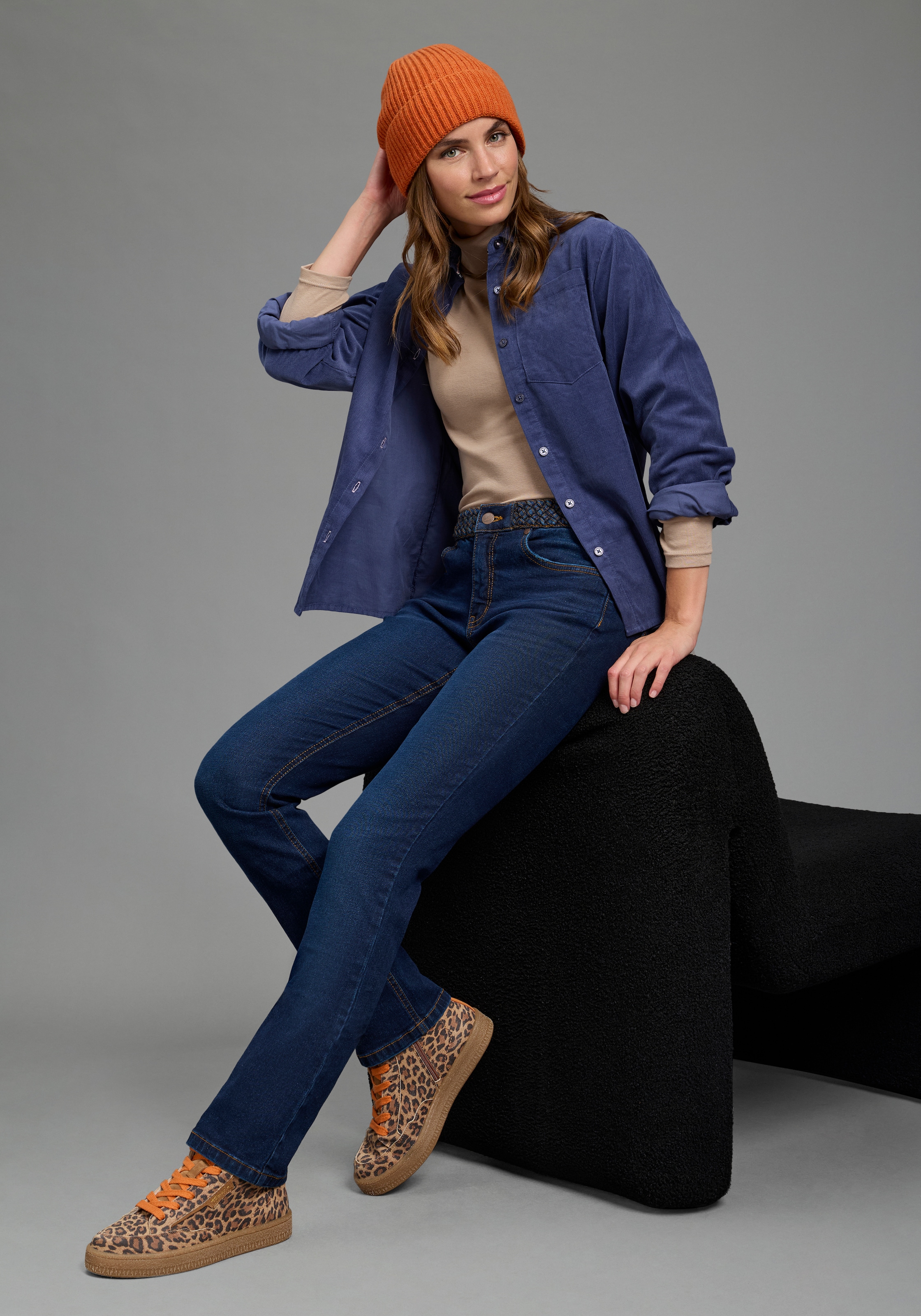 Arizona Jeans droit »mit Jeansgürteloptik« coupe droite Straight-Fit, jambe droite, taille normale