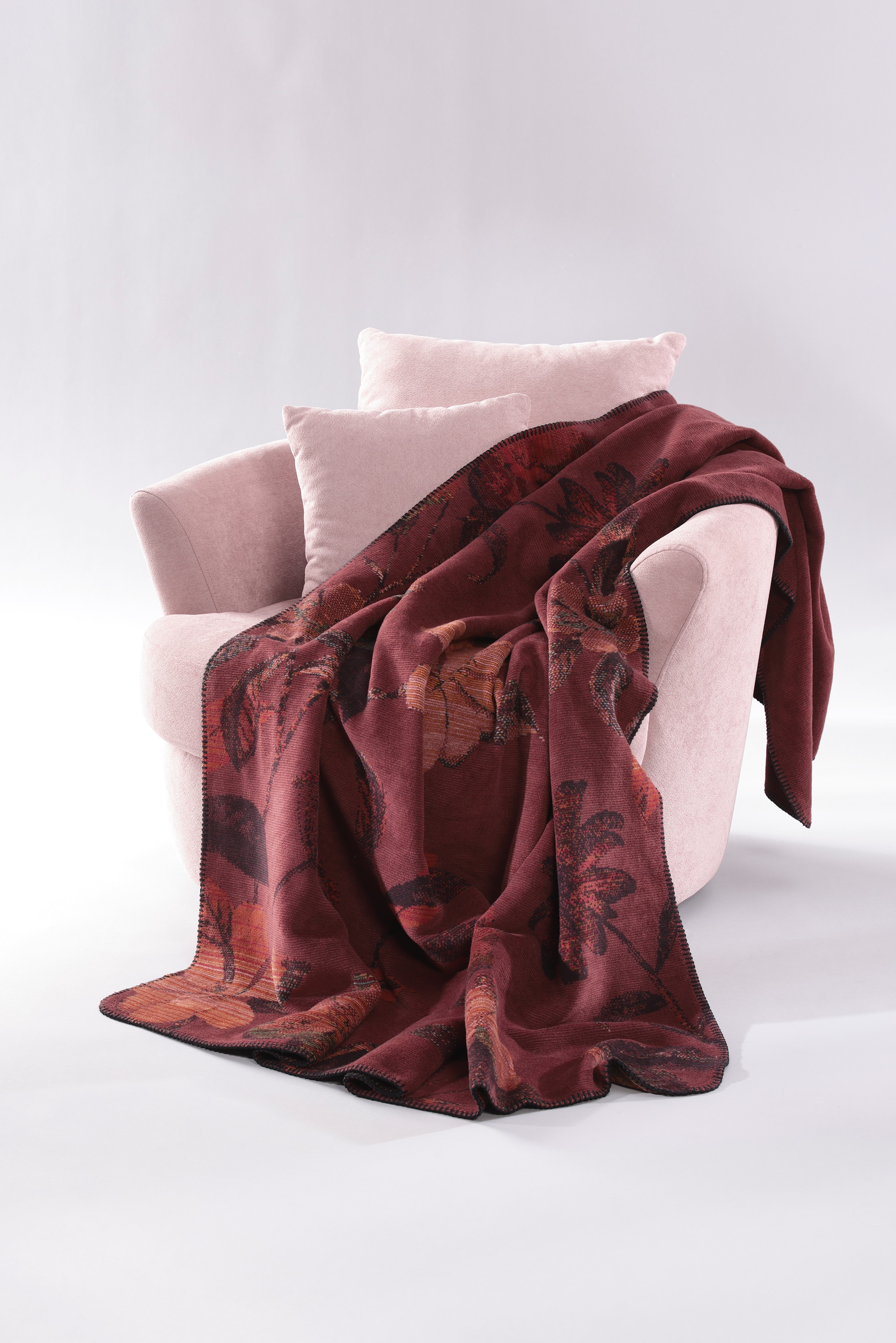 Biederlack Wohndecke »Velvet Bloom mit geketteltem Zierstich« Made in Germany