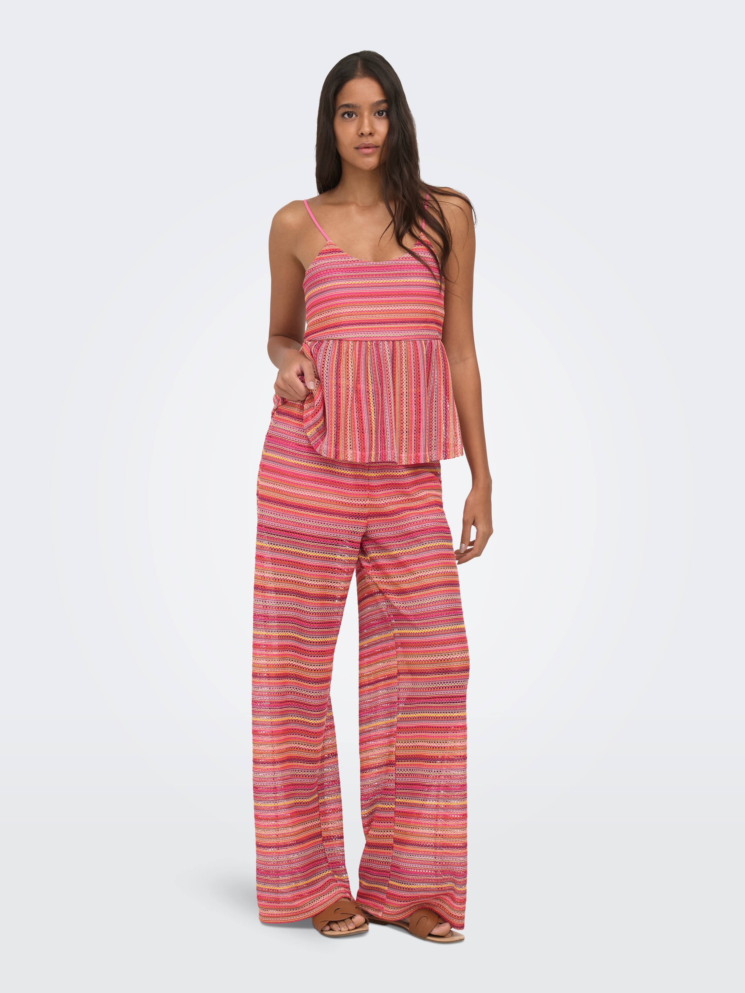 ONLY Pantalon à enfiler »ONLSANDY WIDE TIE STRING PANTS JRS«  mélange de matériaux, coupe régulière