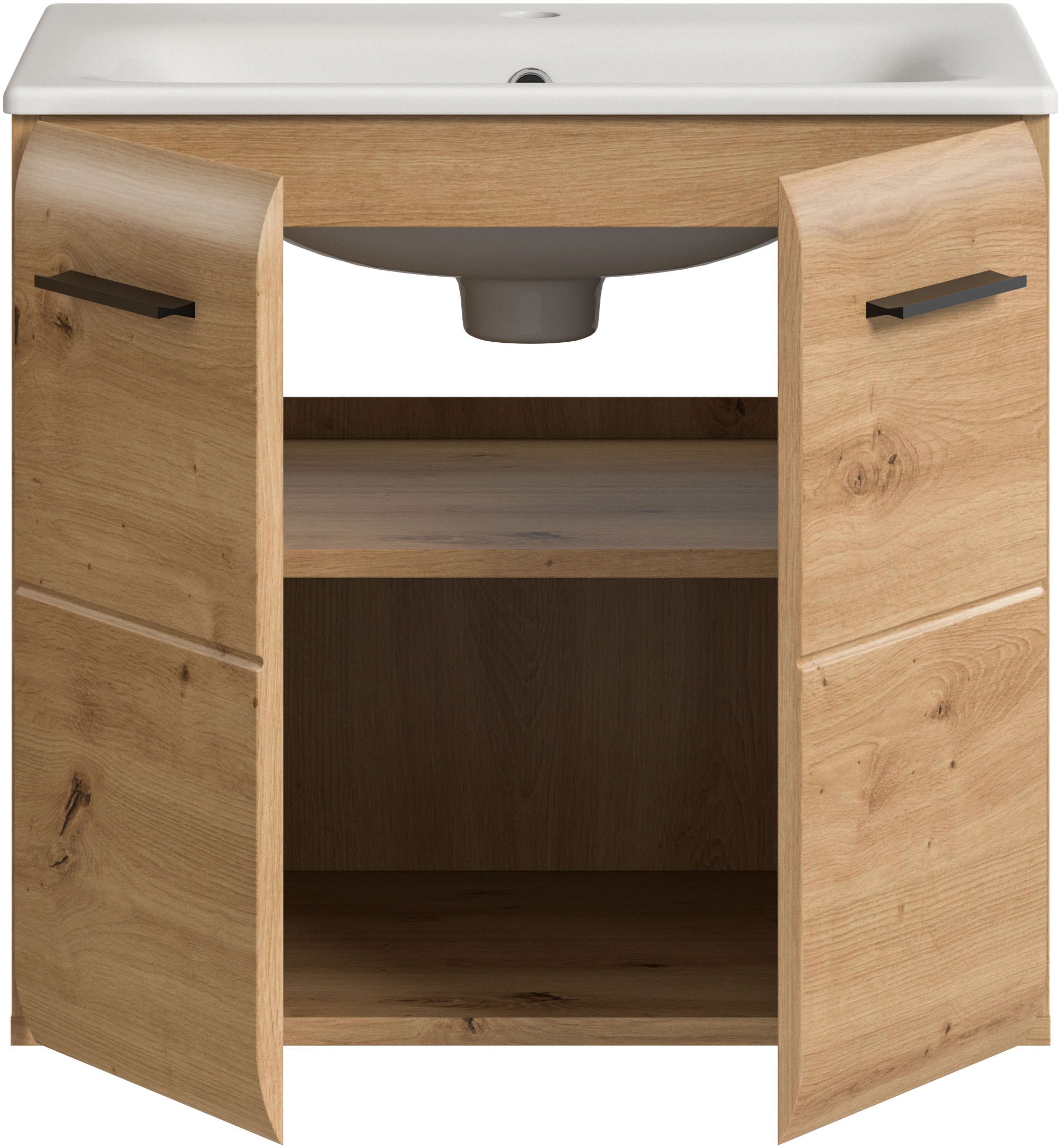 welltime Waschbeckenunterschrank 2 Stk. tlg. Florenz, Waschtisch inkl. Waschbecken, Artisan Oak NB, 60 cm breit