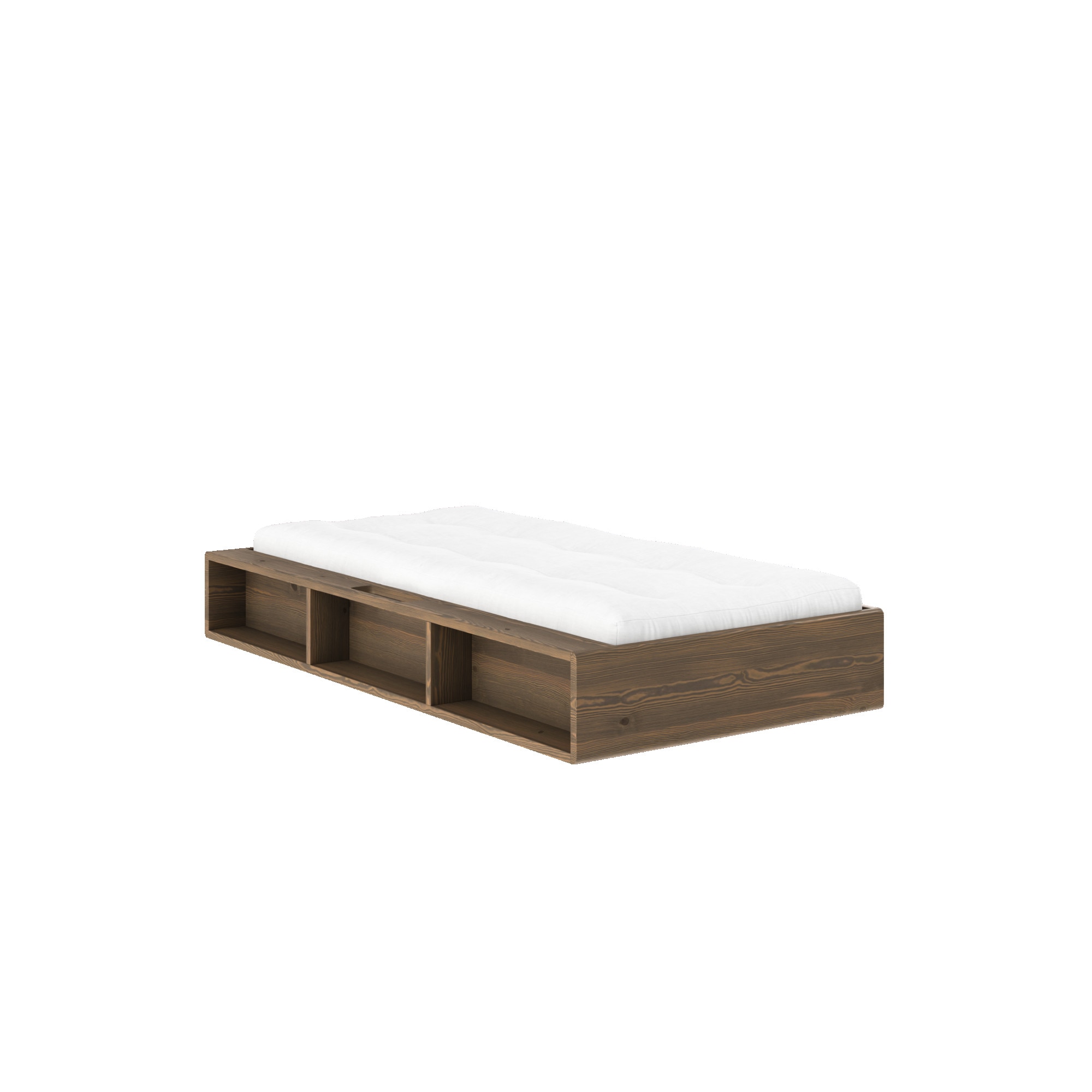 Karup Design Lit de rangement »Ziggy Bed, Stauraumbett, FSC®-zertifiziertes Massivholz made in Europe« Disponible pour matelas largeur 90, 120, 140, 160 ou 180 cm,  avec 3 étagères, sommier inclus, sans matelas, plusieurs couleurs