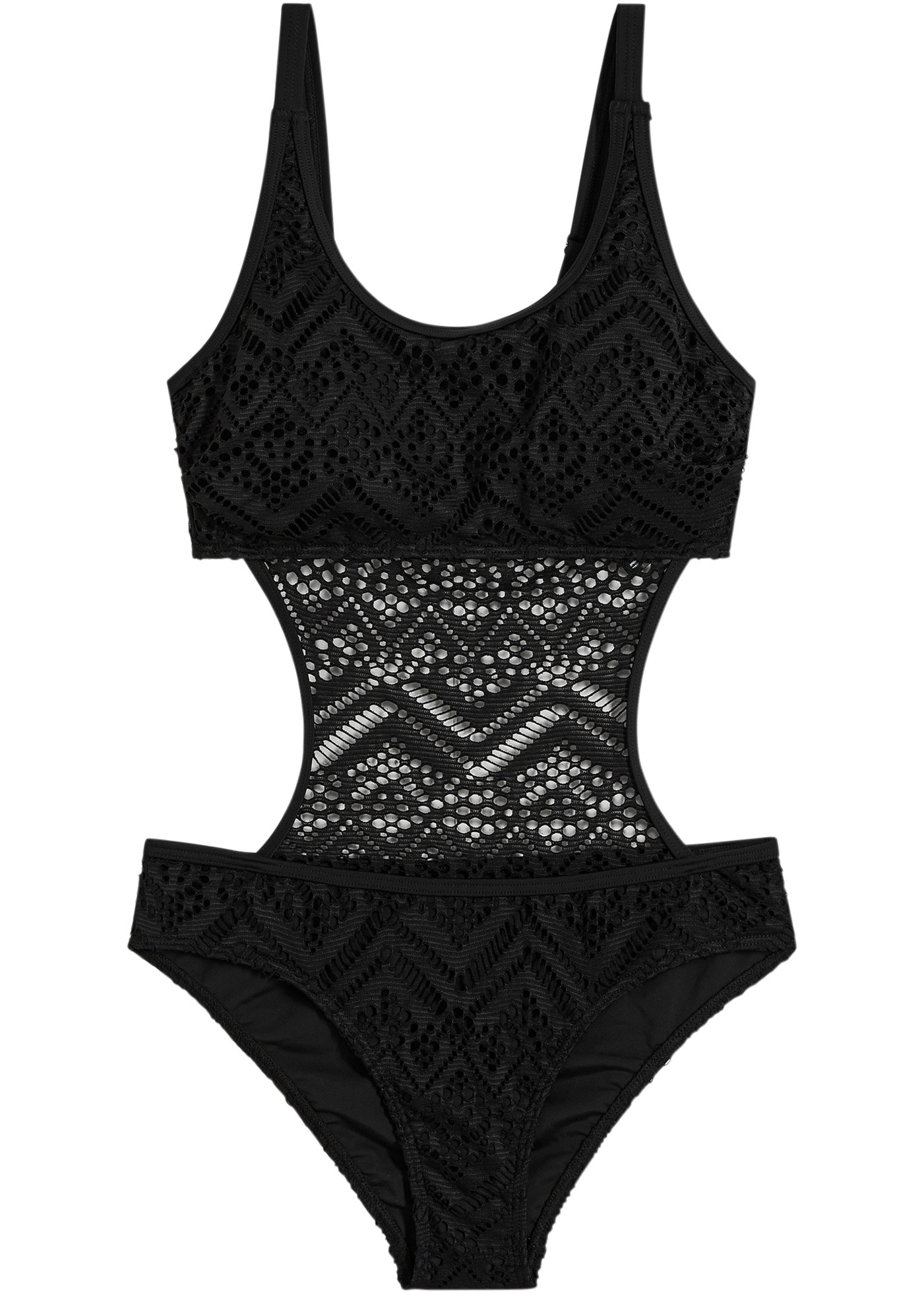 bonprix Badeanzug Monokini in bequemer Passform, Spitzen-Optik, weiches Futter