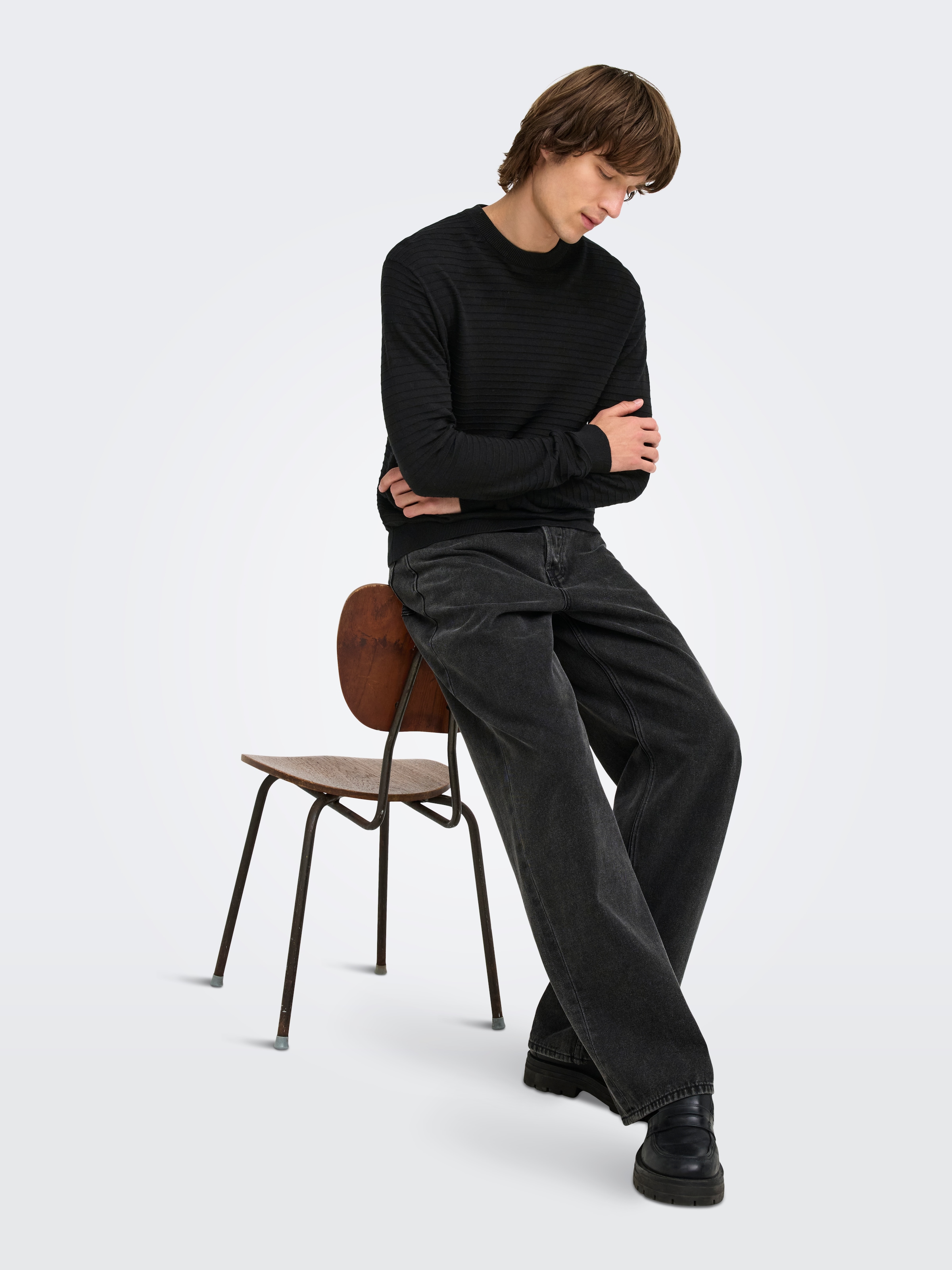 ONLY & SONS Pull à col rond »ONSSTORM LS CREW KNIT OTL« coton, coupe régulière