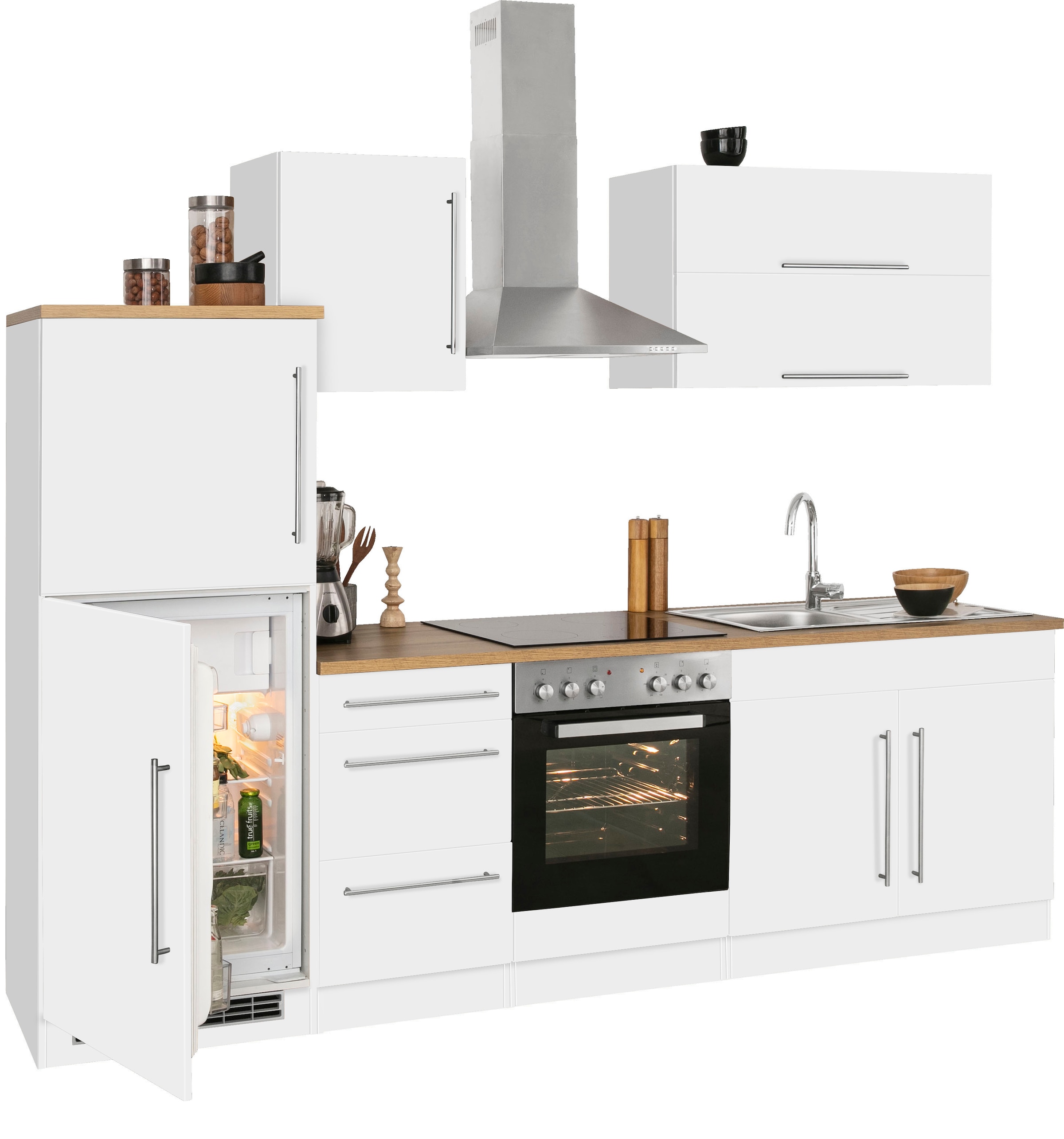 KOCHSTATION Kitchenette »KS-Samos« largeur 270 cm, avec appareils électroménagers en option, avec plan de travail