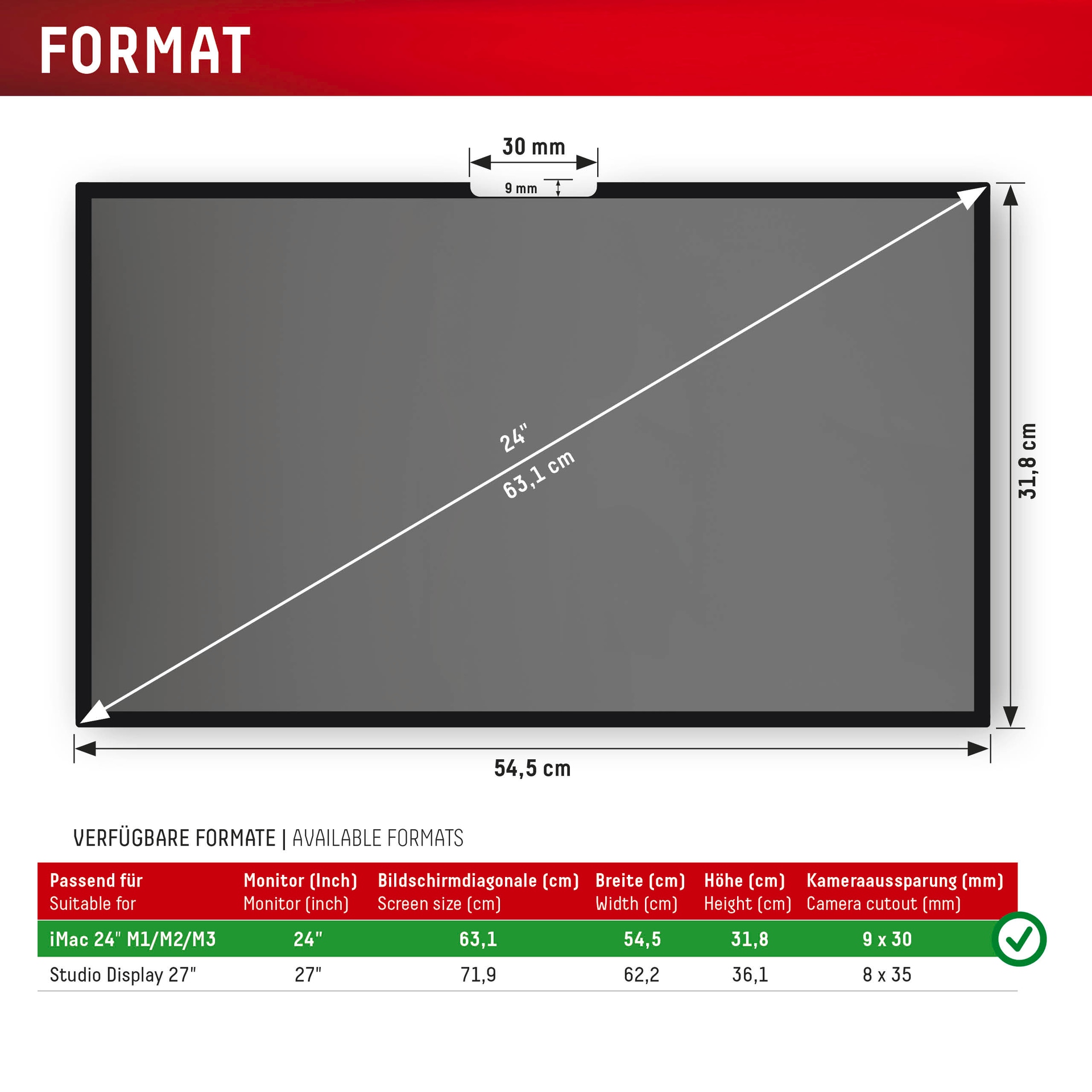 Displex Film de protection d'écran »Privacy Safe Blickschutzfilter« für Apple iMac 24 M1;Apple iMac 24 M3;Apple iMac 24 M4 Blickschutzfolie, Schutzfolie, Bildschirmschutz, kratz- & stossfest