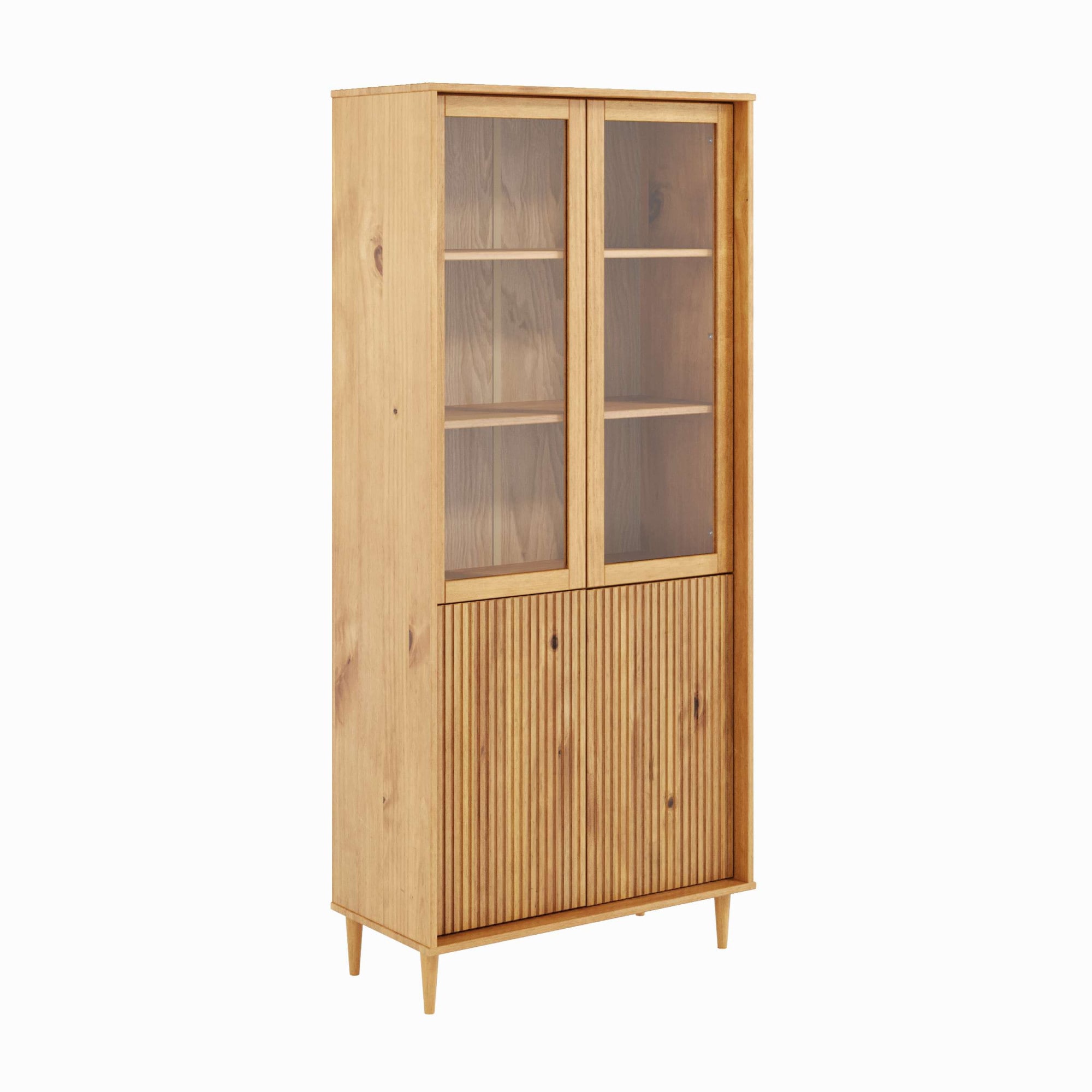 GOODproduct Vitrines »Malmedy Front mit gefrästen Rillen« en pin massif, ouverture par pression, FSC, largeur 80 cm, hauteur 180 cm
