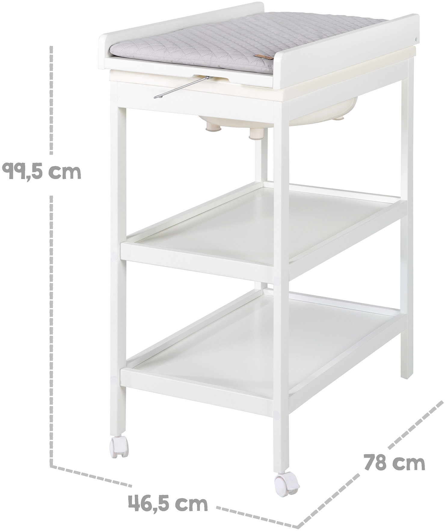 roba® Bade- und Wickelregal »Style, Baby Pool, weiss« bis 11 kg inkl. Wickelauflage silbergrau 47 cm