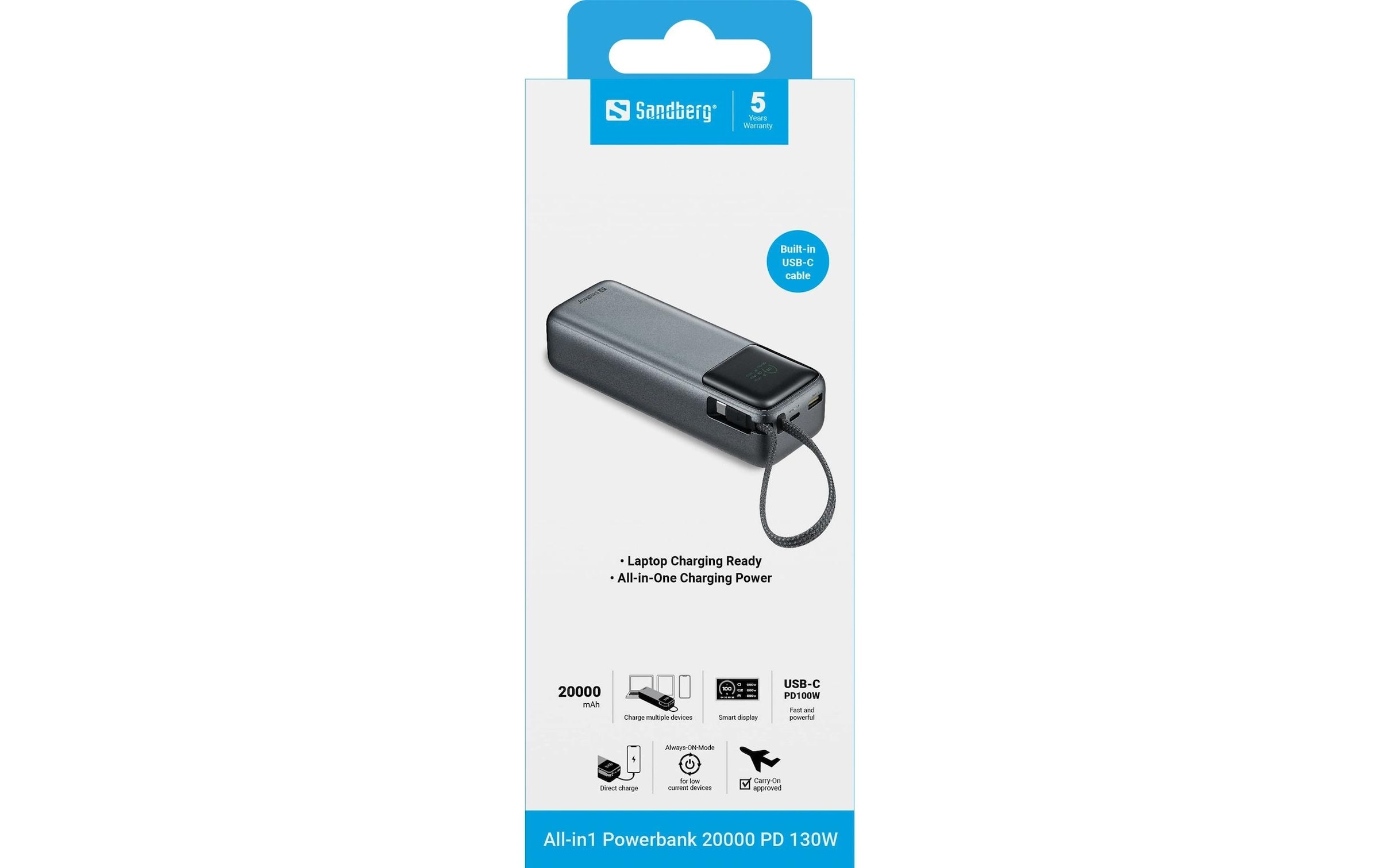 Sandberg Banque d'énergie »All-in1 Grau 20000 mAh«