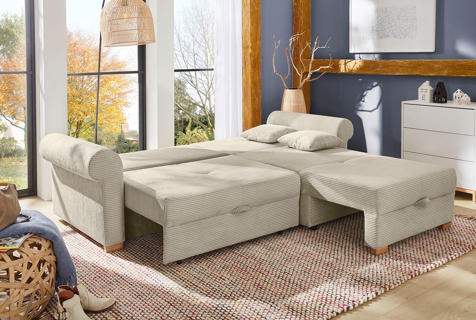 Jockenhöfer Gruppe Ecksofa »List L-Form« viel Stauraum, 2 separate Liegeflächen, Ottomane links oder rechts