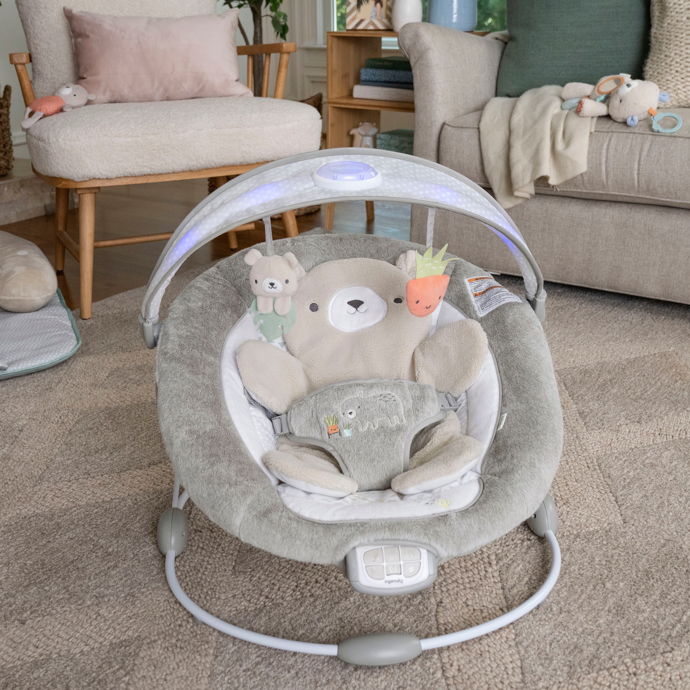 ingenuity Babyschaukel »InLighten Bouncer™ - Nate™« bis 9 kg mit Licht und Sound