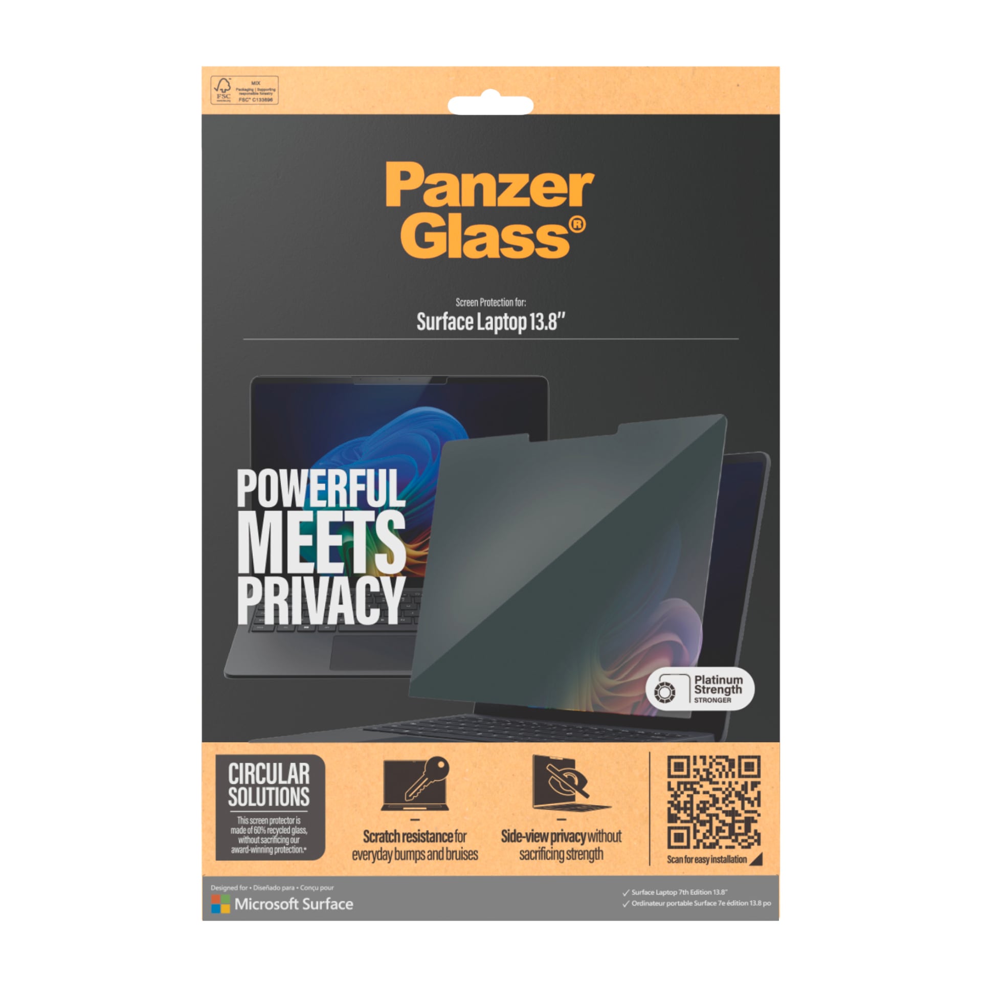 CARE by PanzerGlass Film de protection d'écran »Privacy Filter Screen Protector« für Microsoft Laptop 13.8 7th Edition Displayschutz, Schutzfolie, Blickschutz, kratz- & stossfest