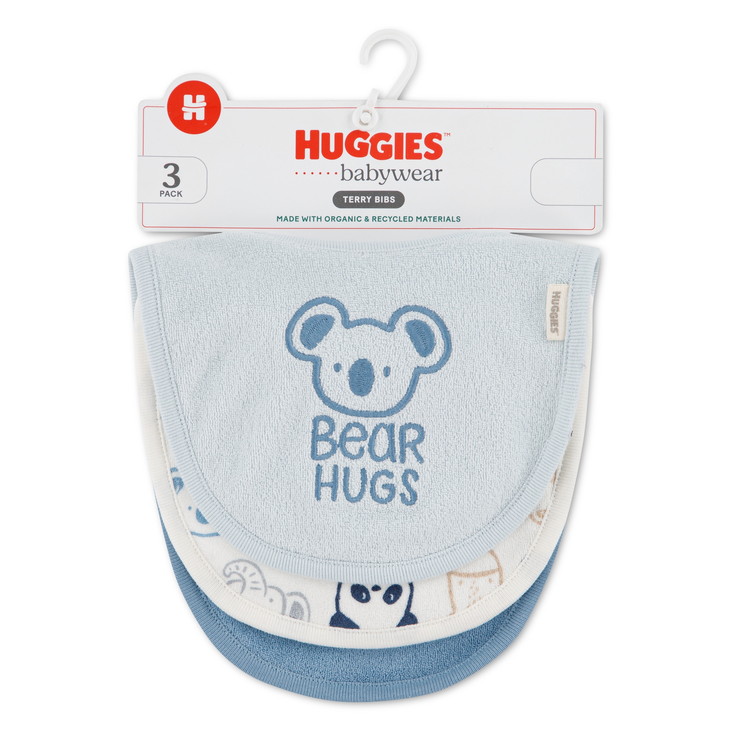 HUGGIES babywear Lätzchen »HGHB 3PK BIBS« Packung, 3 Stk. tlg. mit Bärchenprint und Klettverschluss