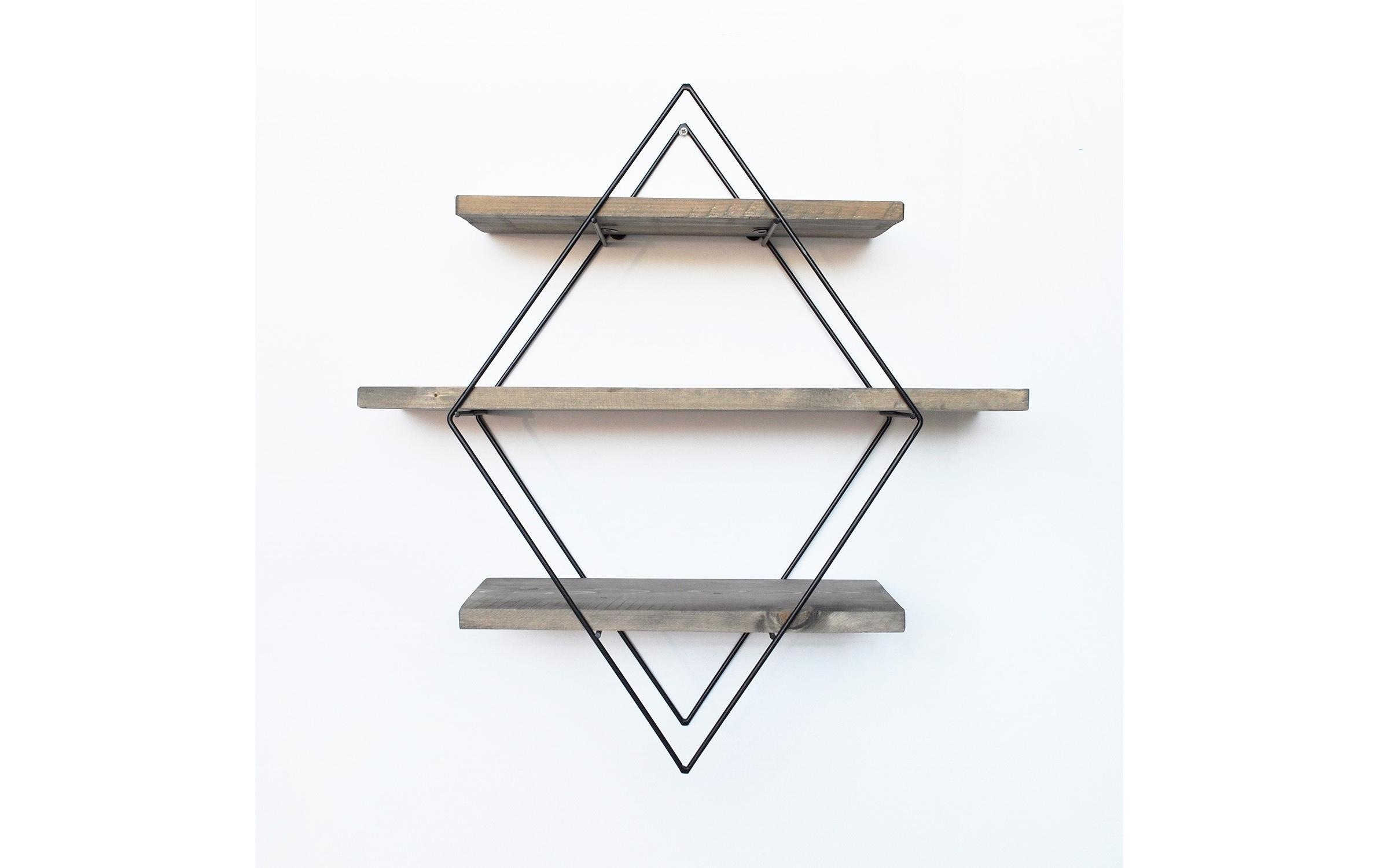 WOODY FASHION Wandregal »WR007 60 x 60 x 14 cm, Schwarz/Walnuss«