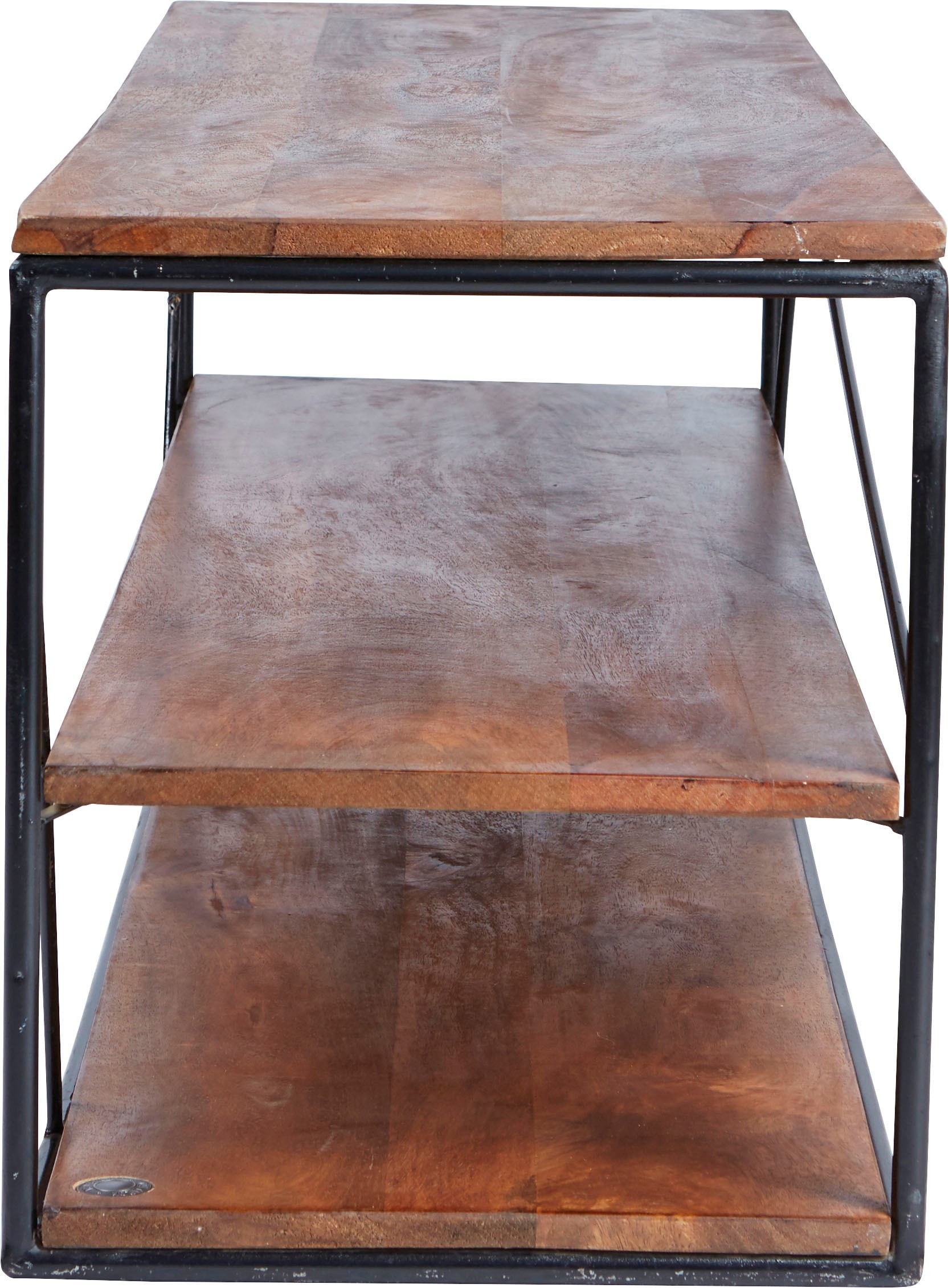 SIT Table basse »Rüdesheim aus Mangoholz mit Metallgestell für TV & Wohnzimmer« Polyvalent en meuble bas TV ou étagère au design industriel