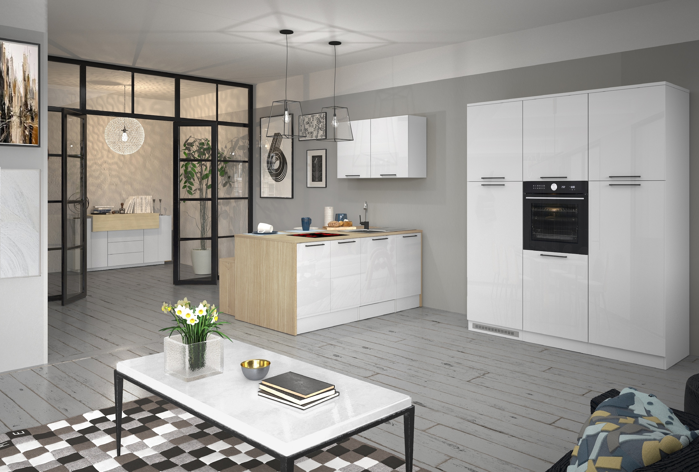 KOCHSTATION Kühlumbauschrank »Luna, Kühlschrank-Umbau, Einbauschrank für Kühlschrank, Made in Italy« B/T/H: 60×60×214,5 cm, für zwei Kühlschrankhöhen vorbereitet