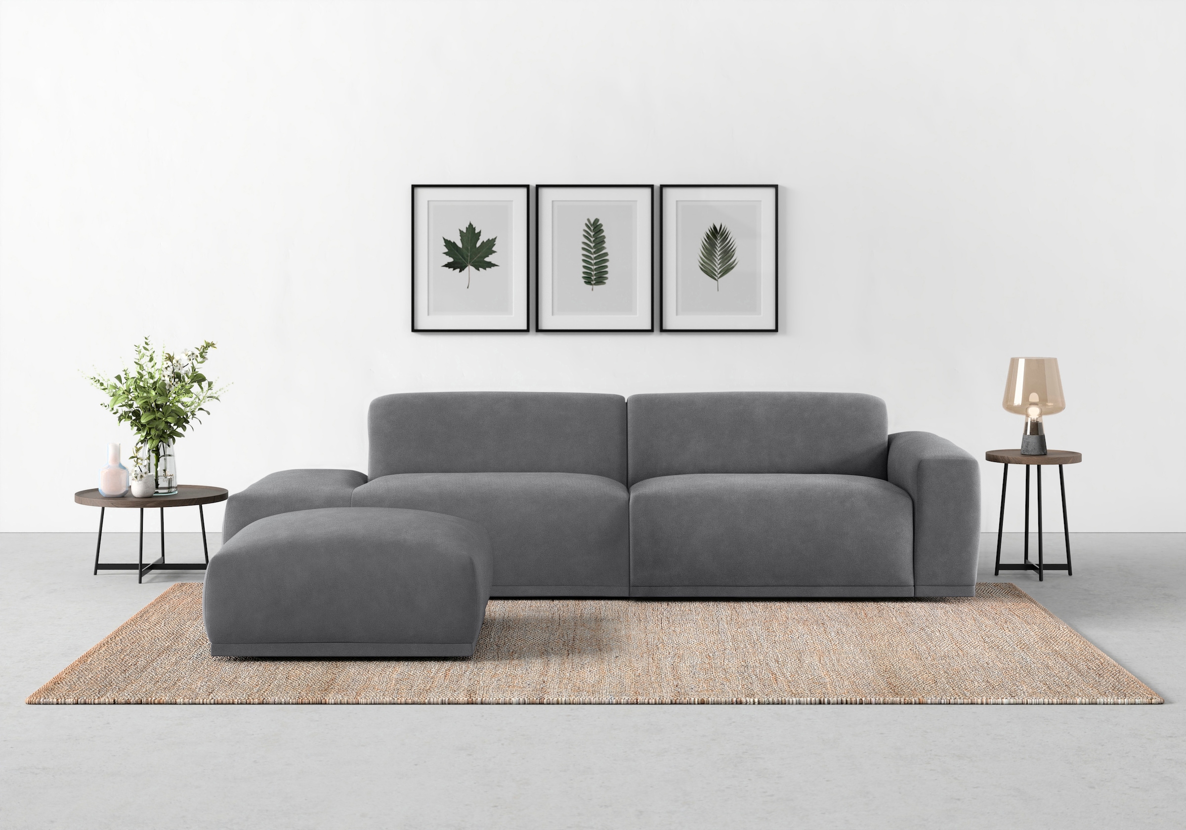 TRENDMANUFAKTUR Canapé Big »Braga, mit hochwertigem Kaltschaum, Megasofa, Japandi-Design« canapé moderne Big-Sofa, canapé avec grand confort d'assise, 277/72/107 cm (L/H/P)