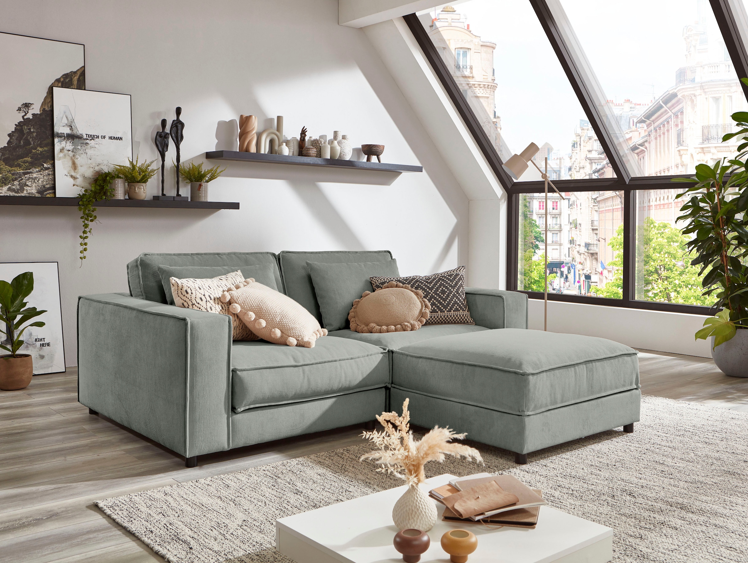 ATLANTIC home collection Tabouret »Valan« mit Cord-Bezug, frei stellbar