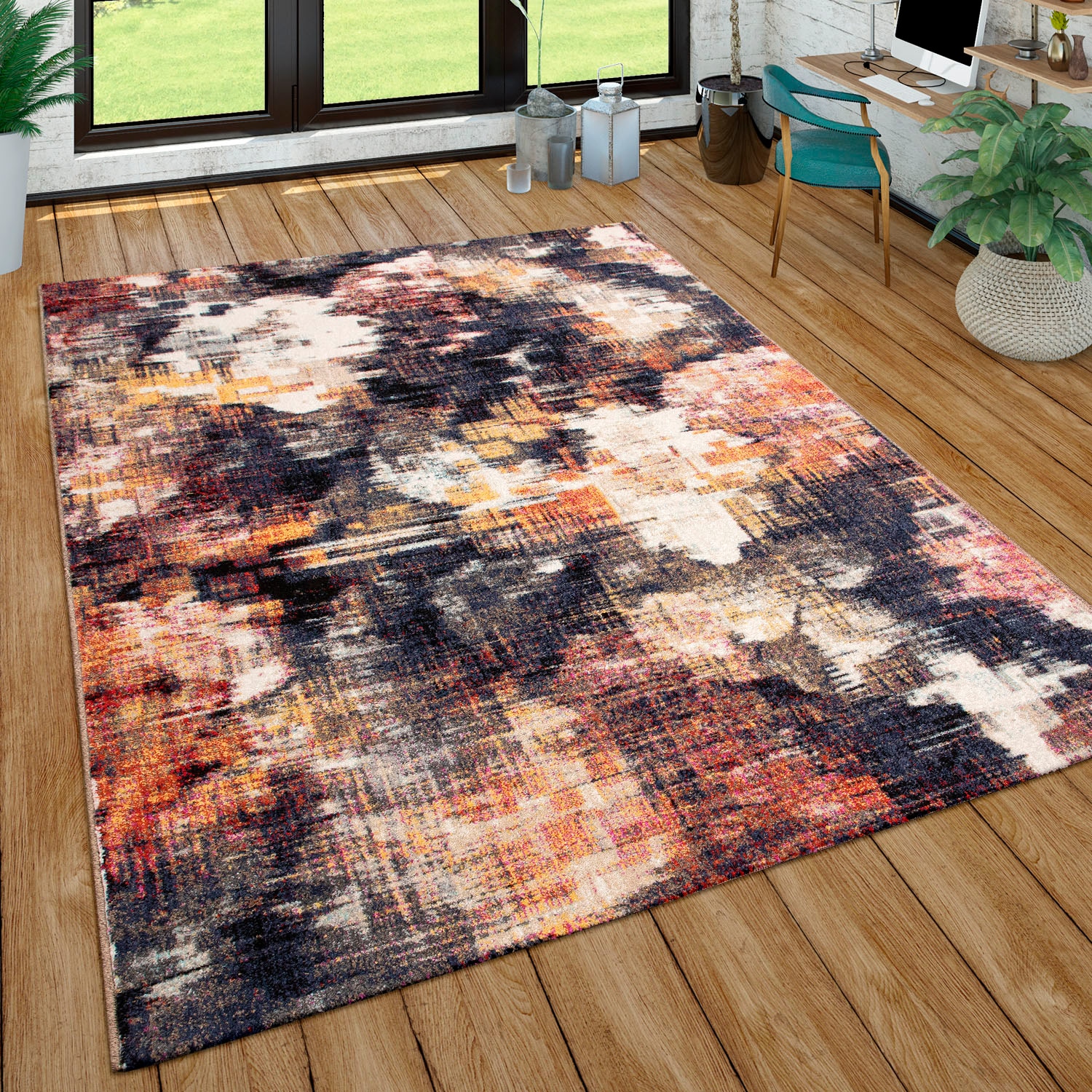 Paco Home Tapis »Jazz 710« Rectangulaire 13 mm Höhe Kurzflor, modernes buntes Design und Used-Look
