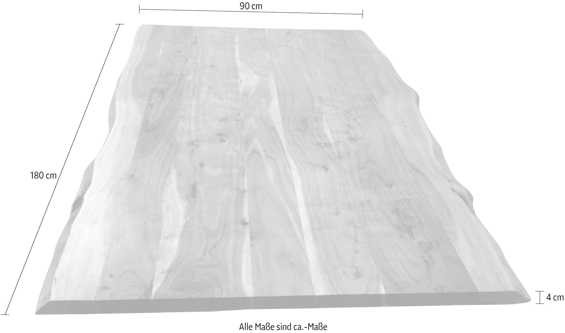 SIT Plateau de table »Nantes Akazie Massivholz Platte mit Baumkante & Unikat-Charakter« acacia massif avec bord d'arbre naturel & aspect unique
