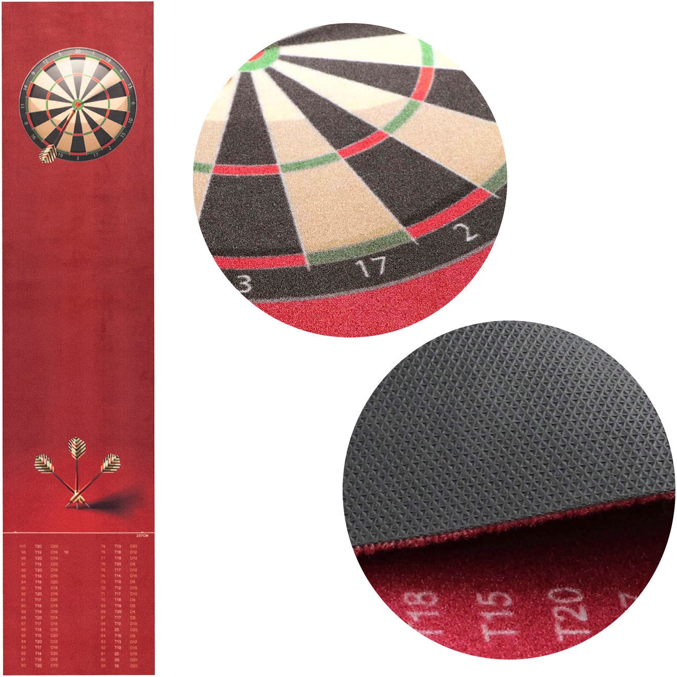 Primaflor-Ideen in Textil Chemin de table »Dartteppich BRISTOL, Made in Belgium« Rectangulaire 5 mm Höhe Dartmatte mit offiziellem Spielabstand 237 cm, rutschhemmend