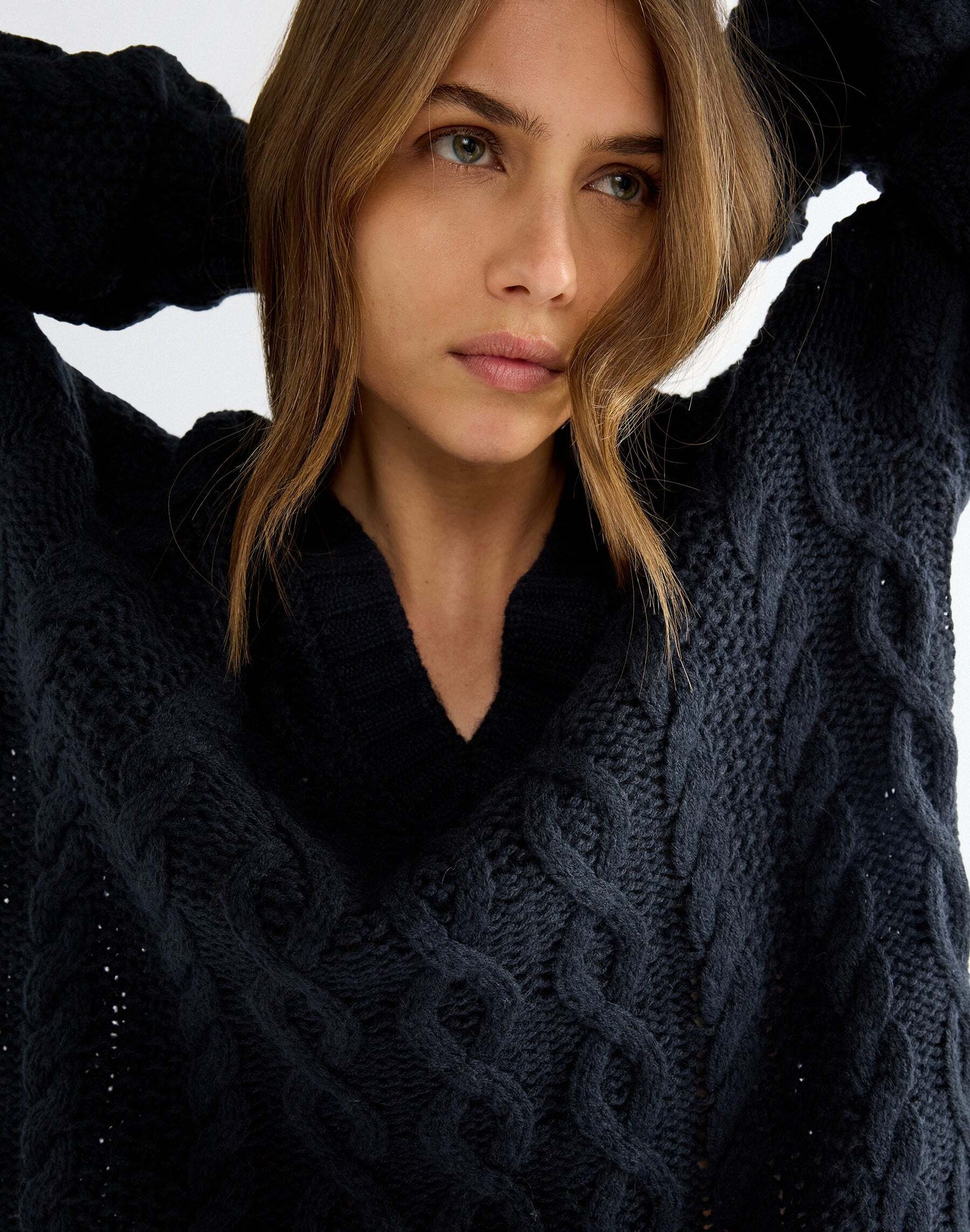 Wrangler Pull en tricot »WRANGLER Pullover V Neck Cable Knit«