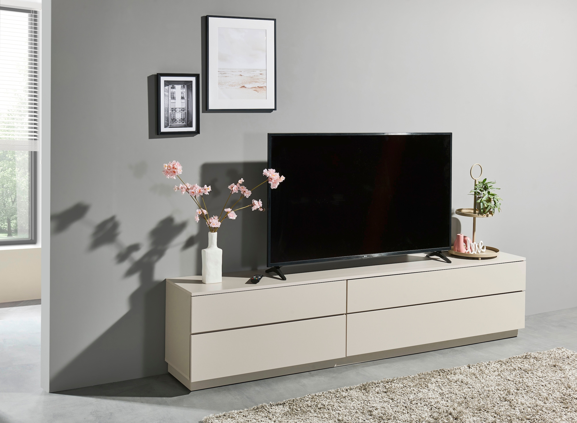 HBZ Table basse »Vince Lowboard, B/H/T 220x50x38 cm« 1 cuis tlg. Breite 220 cm, Push-to Open, Melaminbeschichtung