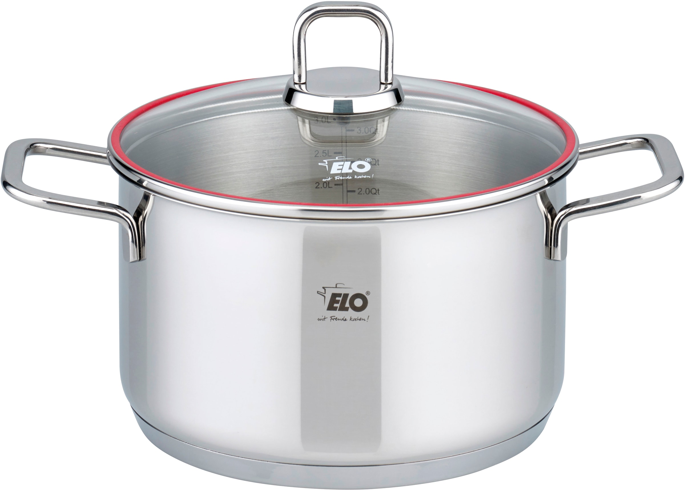 Elo Set de casseroles »Excellent« Set, Bratentopf Ø 20 cm, je 1 Fleischtopf Ø 16/20/24 cm, Kasserolle Ø 16 cm, 6 cuis tlg. inkl. Untersetzer, mit Literskala, Induktion